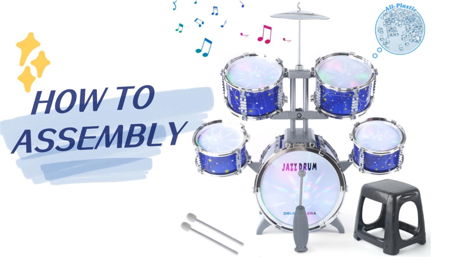 Upgraded Kids Drum Set – Light Up Musical Toy for Toddlers 1-7, Jazz Drums for B