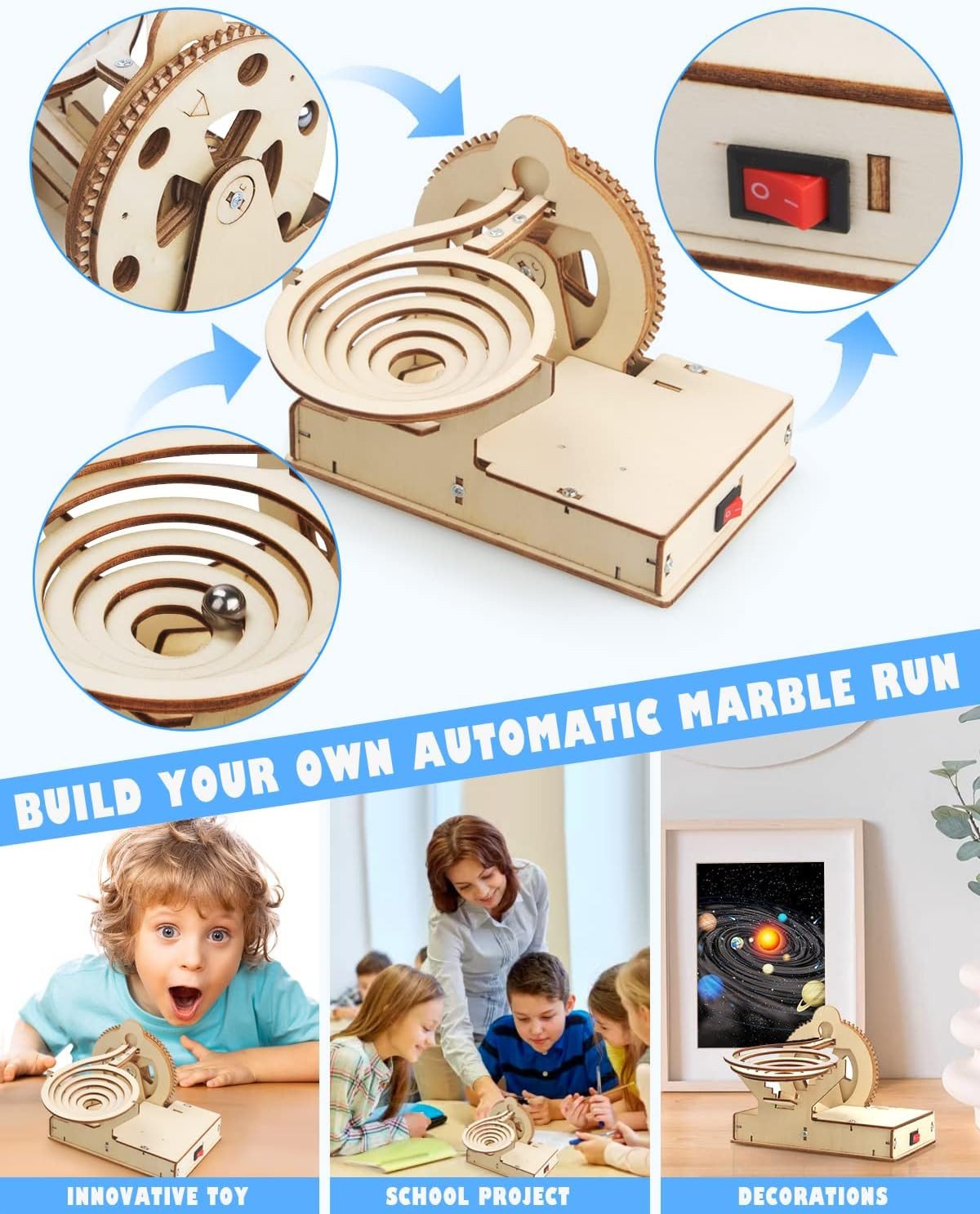 4 in 1 STEM Kits, STEM Projects for Kids Ages 8-12, Assembly 3D Wooden Puzzles,