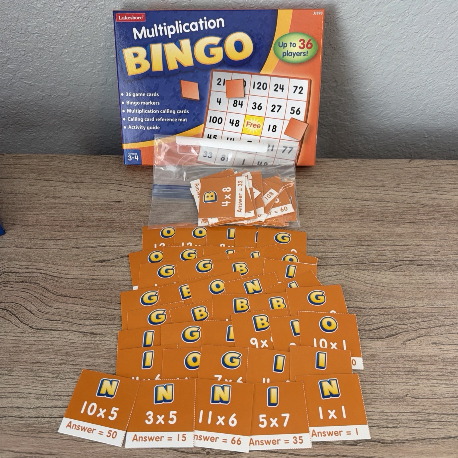 Multiplication BINGO Lakeshore Game Grades 3-4 Up To 36 Players Gently Used