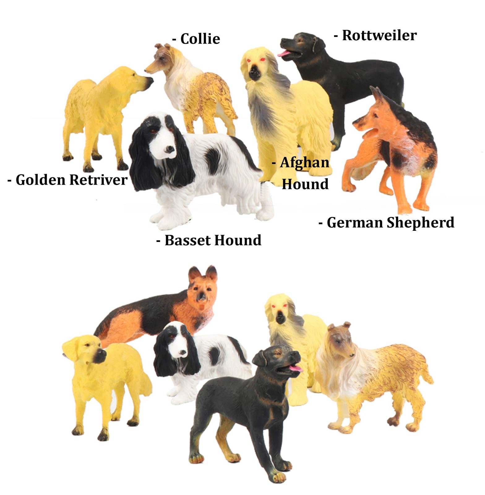 18 PCS Large Dog Figurines Playset, 4″ Toy Pet Puppy Realistic Play Figures, …