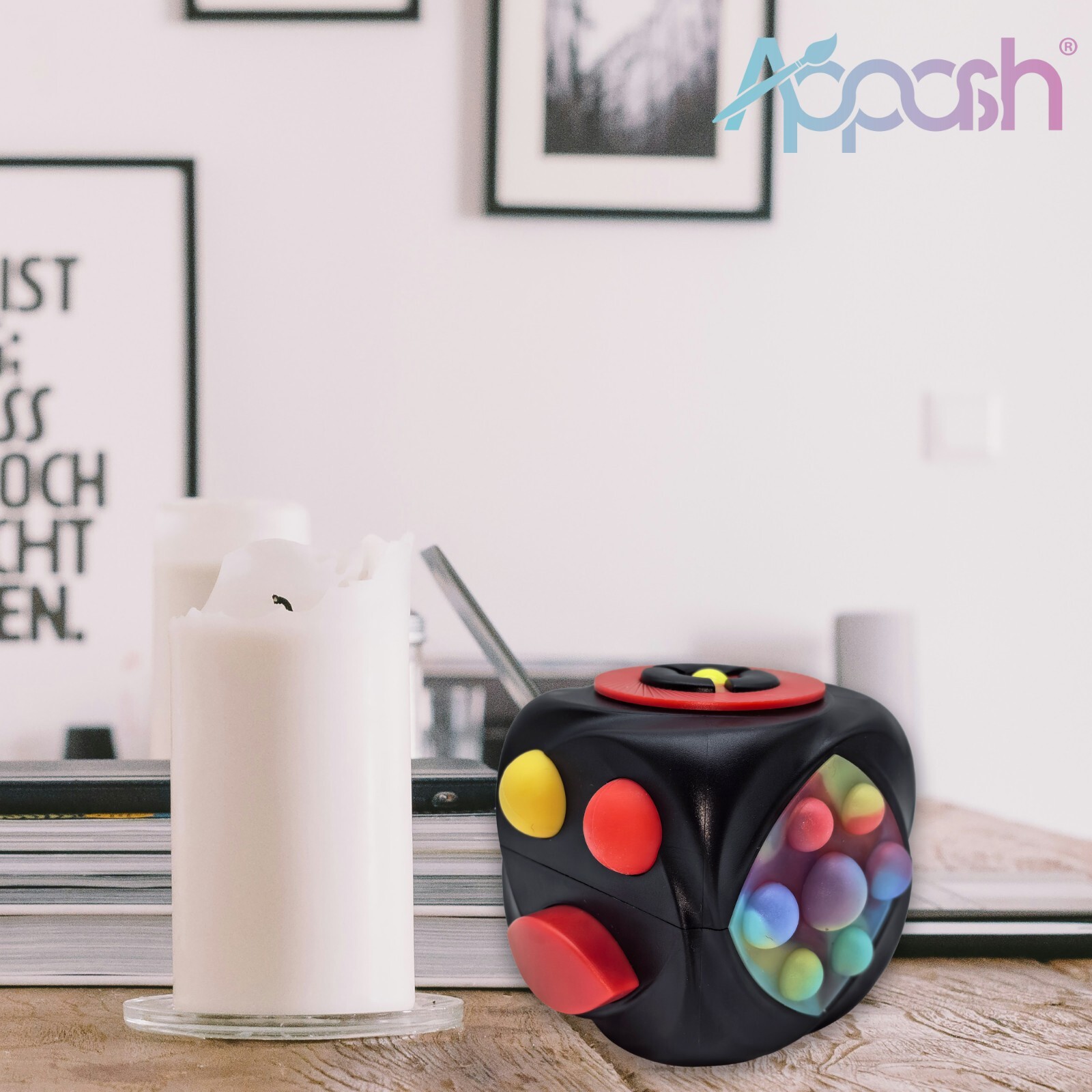 Fidget Cube Stress Anxiety Pressure Relieving Toy for Focus[Black]
