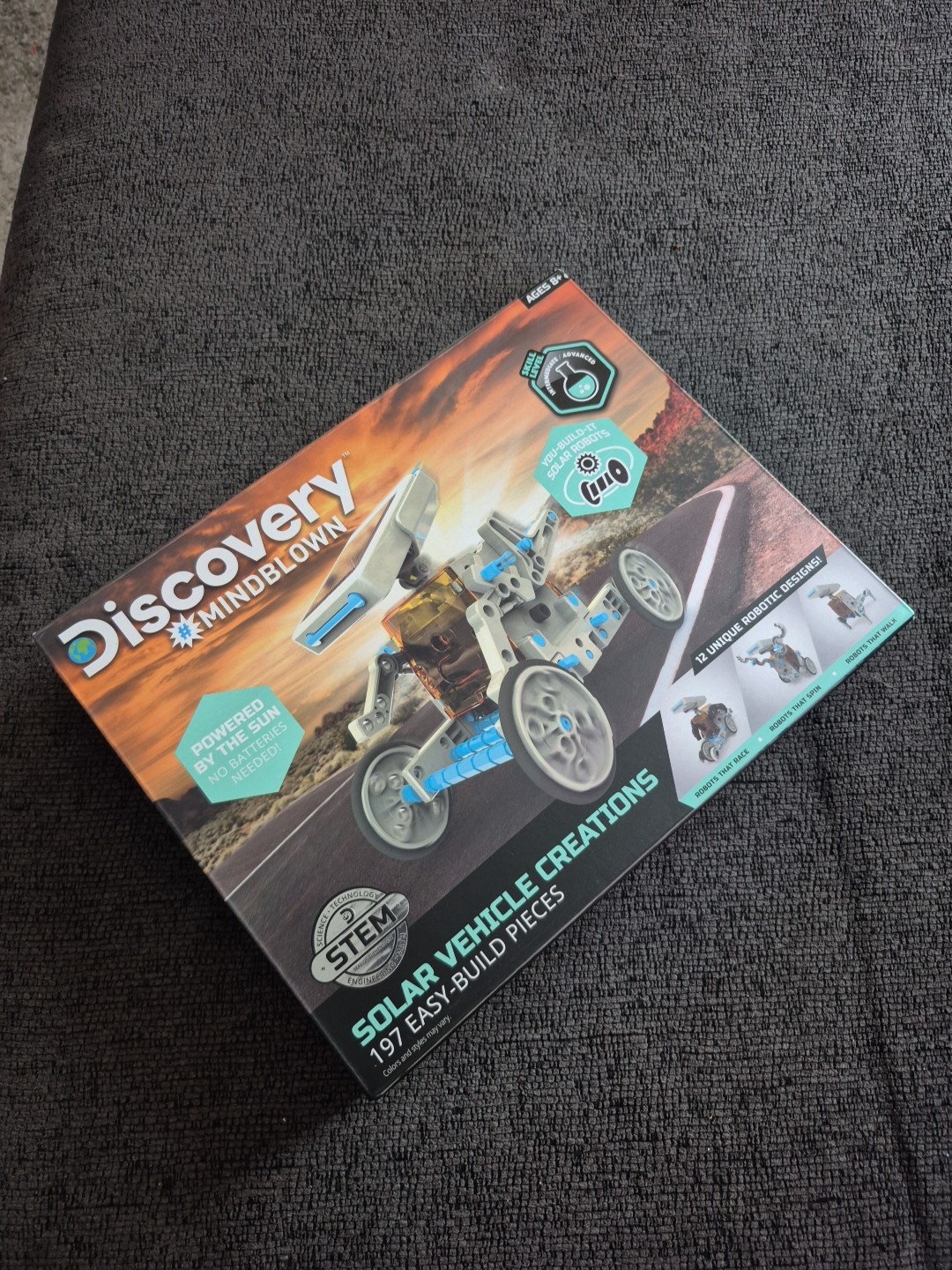 Discovery:Mindblown/Solar Vehicle Creations Kit/STEM:12 Designs 197pc/New