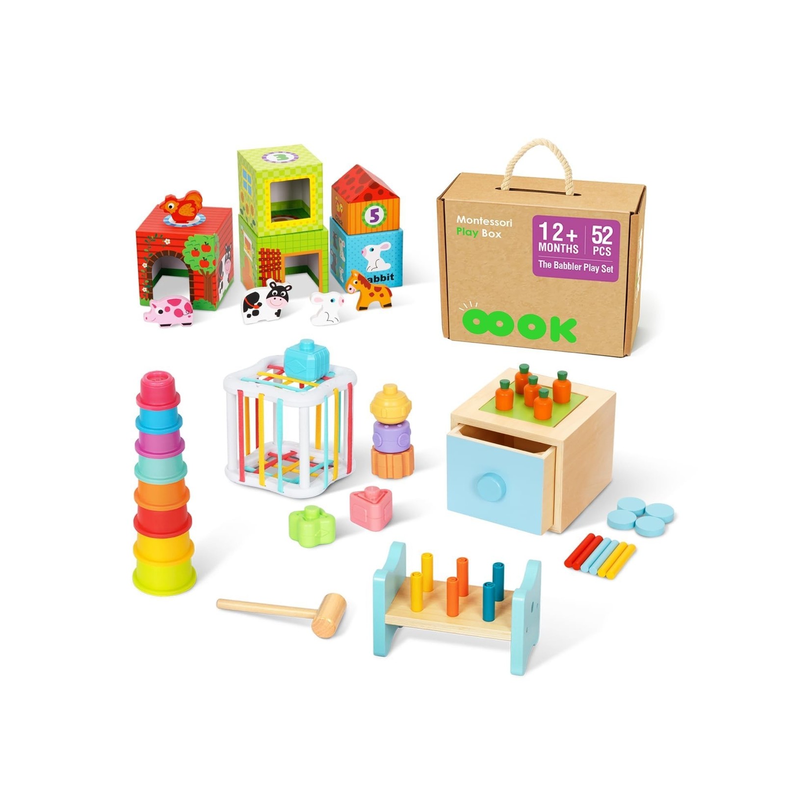 OOOK Montessori Toys for 1 Year Old, 7 in 1 Learning Educational Ki… Fast Ship