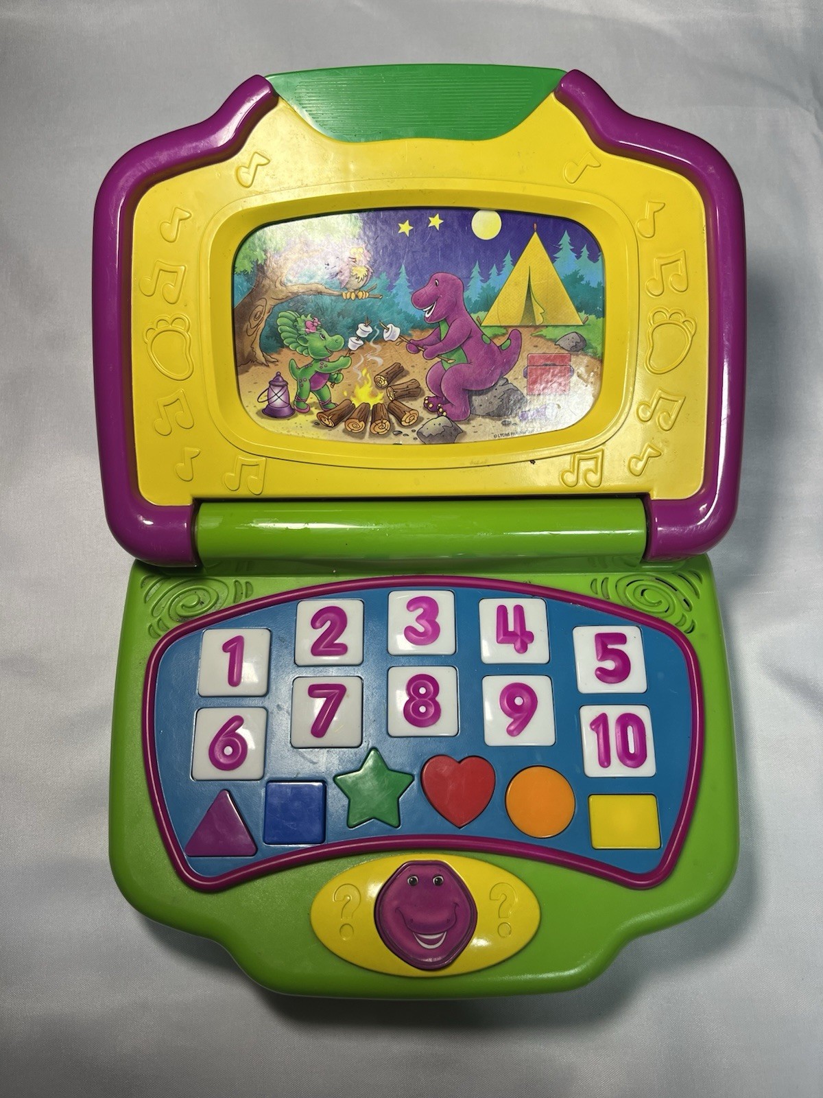Vintage 2002 Barney Interactive Educational Laptop Learning Toy w/ 5 Discs Works