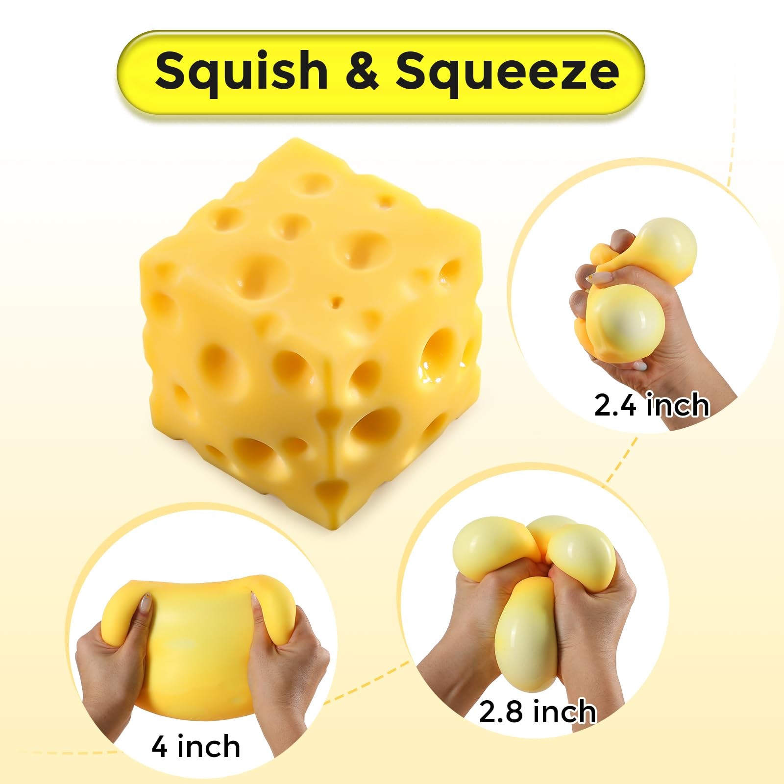 heese Squishy Cube Block, Squishy Fidget Toys for Adults & Teens, Easter Basket