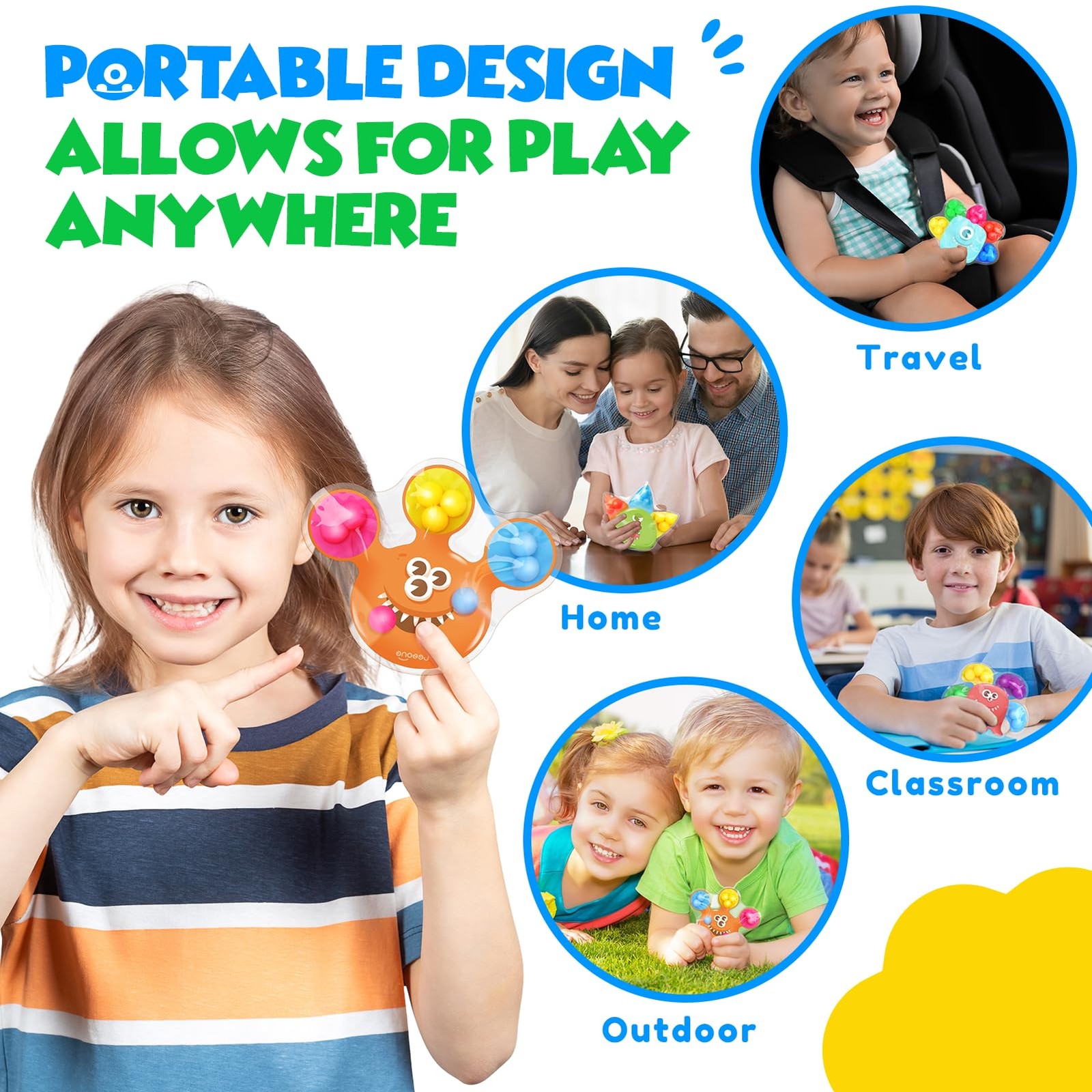 Sensory Fidget Toys for Kids Toddlers: 4 Pack Color Sorting Small, Multicolor