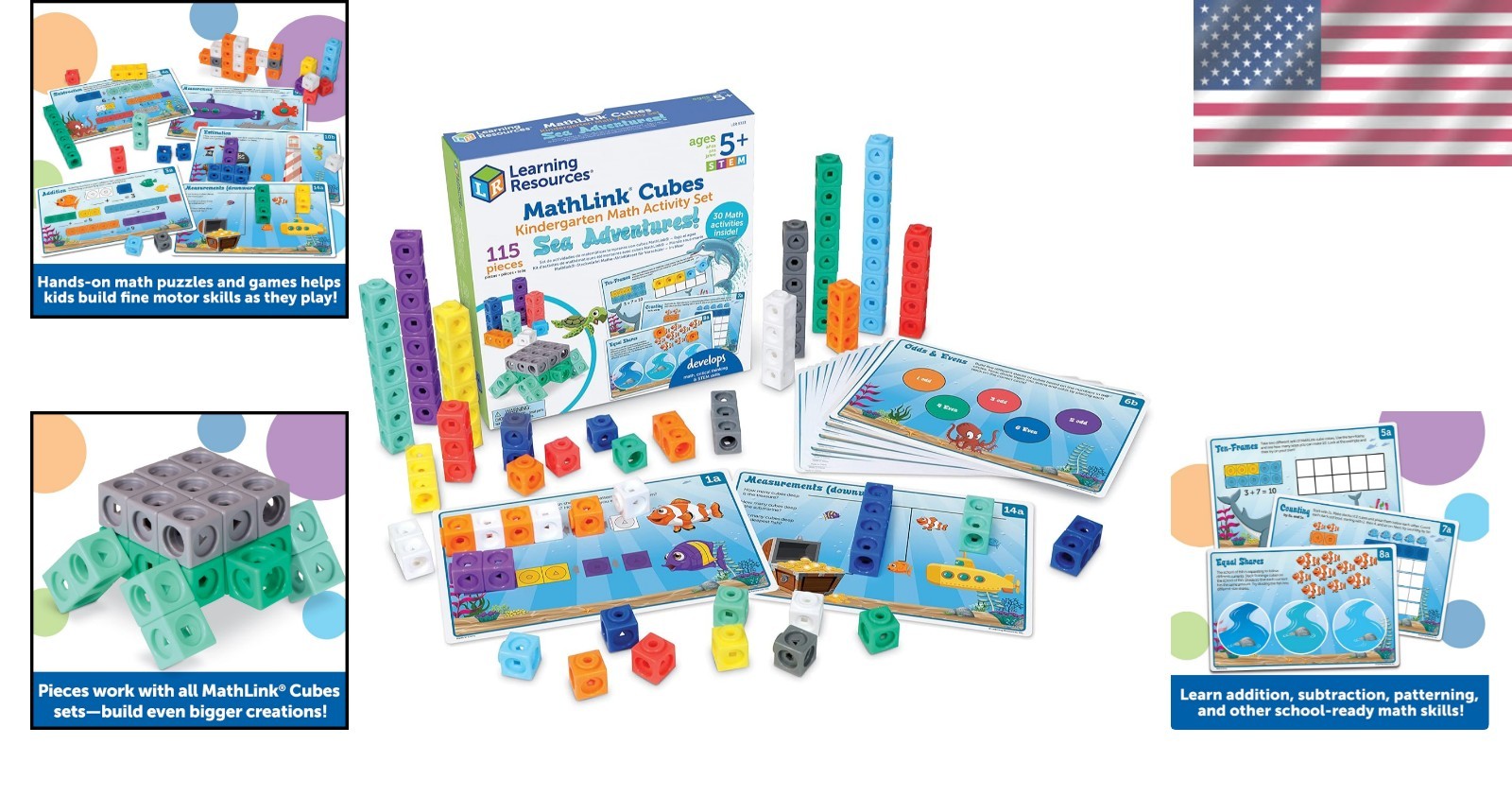 115-Piece MathLink Cubes Set for Kindergarten: Dive into Sea-Themed Learning Fun