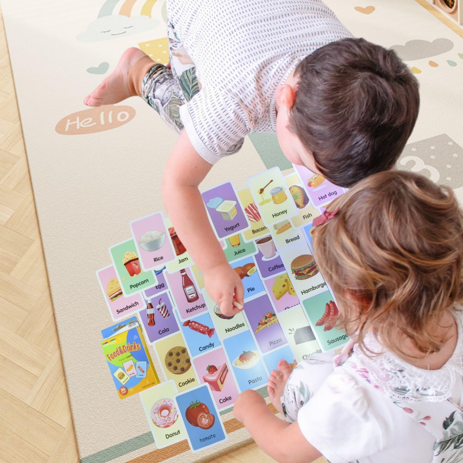 Flash Cards for Toddlers, Educational Learning Set of 144, Body Animal Food F…