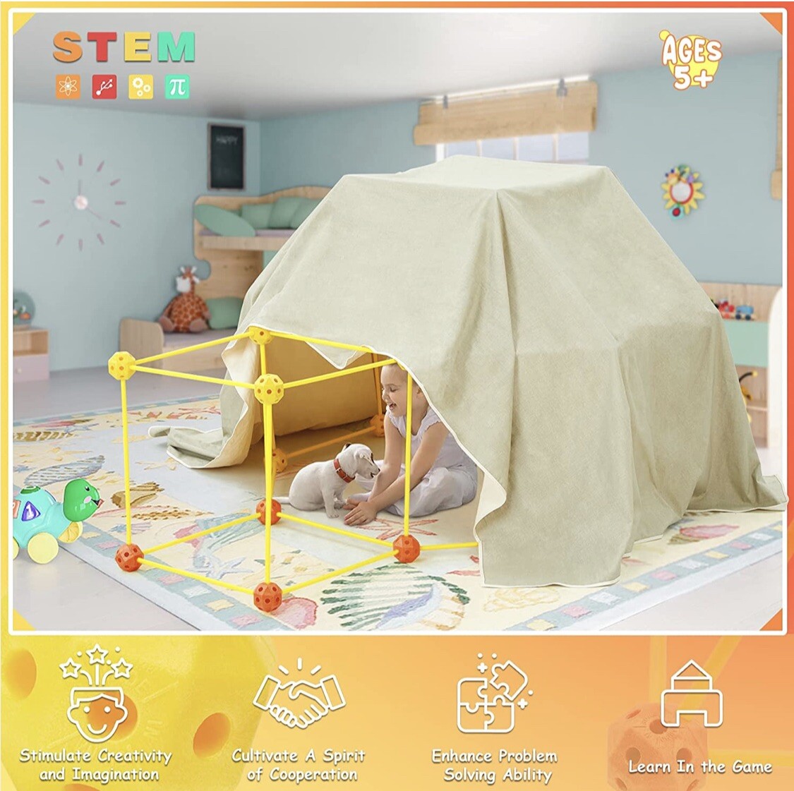 Fortresses Building Kit Kids Creative DIY Learn Toys Tent Igloo Play House Gifts