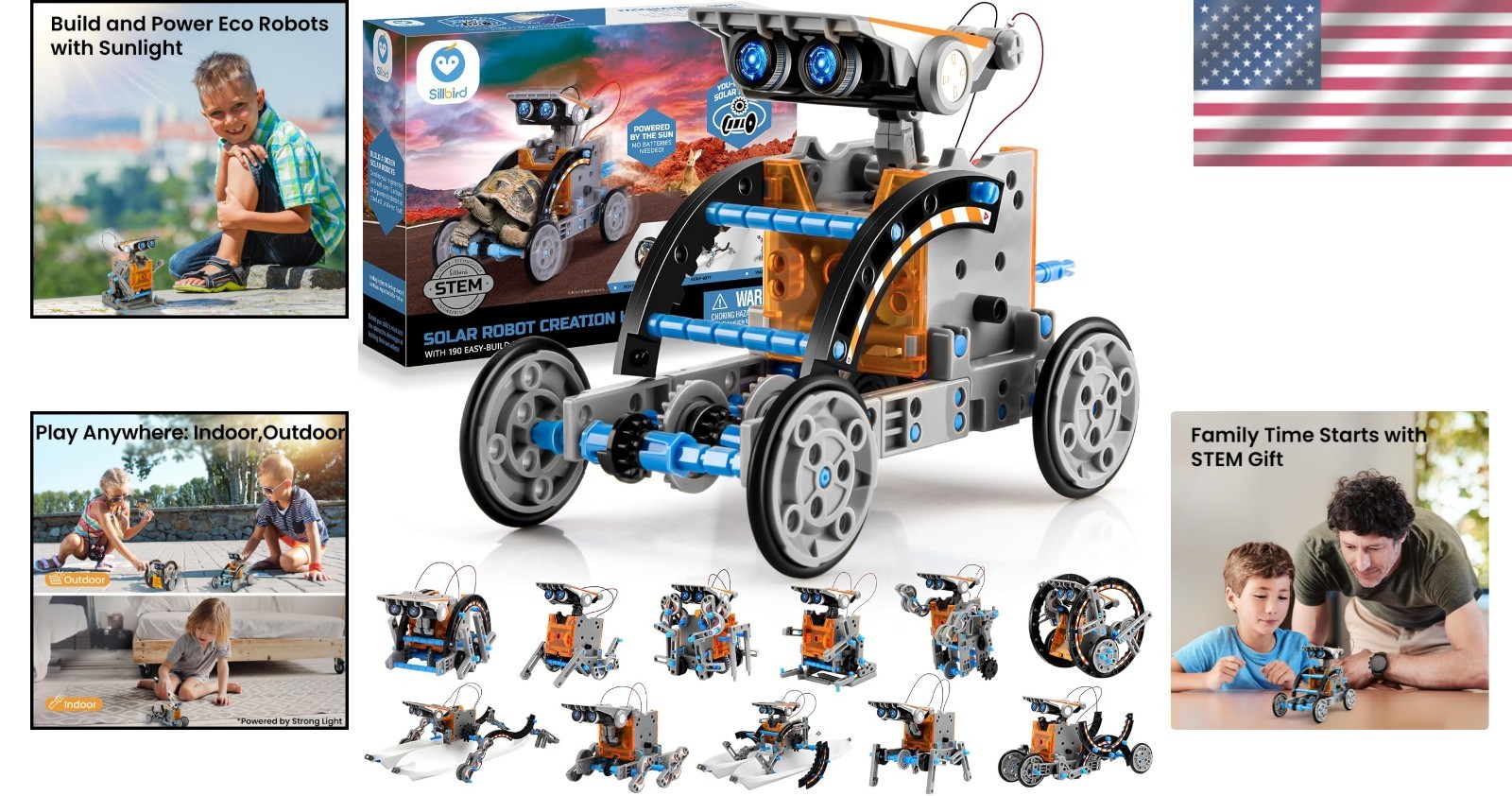 DIY 12-in-1 Solar Robots with 190 Pieces – Educational STEM Toy for Teens