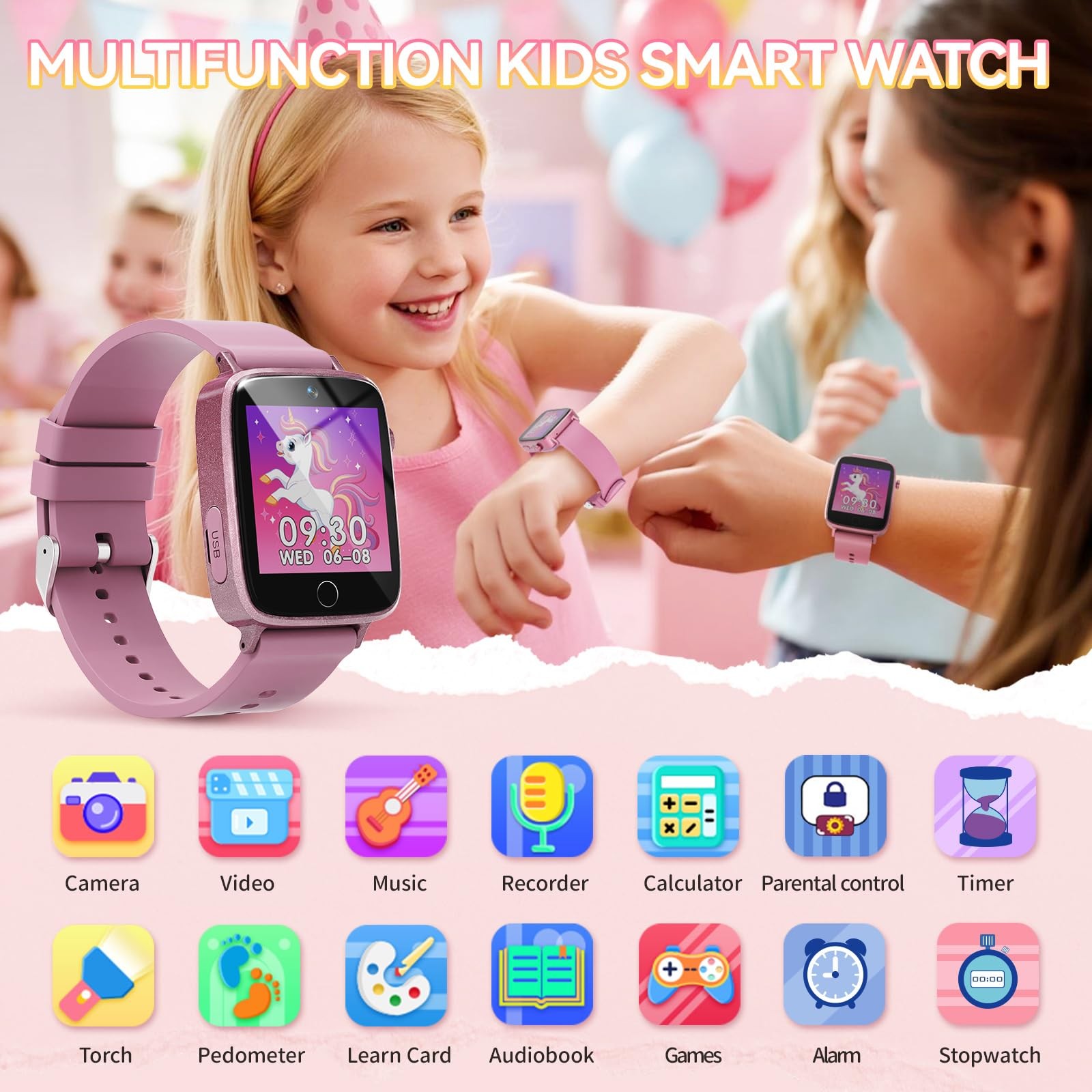 Kids Watch for Girls 4 5 6 7 8 9 10 Years Old Gifts, Smart Watch for Kids with 2