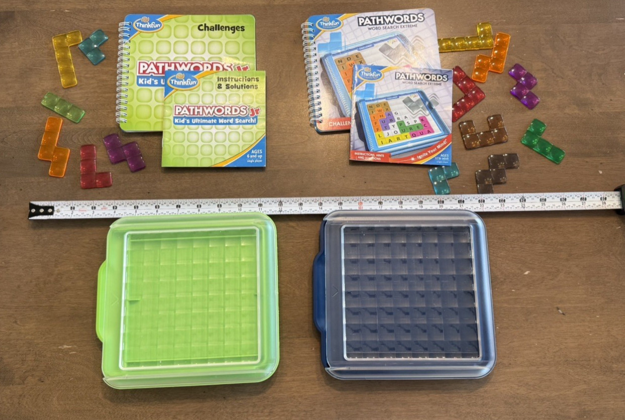 Lot 2 ThinkFun Pathwords & Jr game Word search challenges Spelling Educational