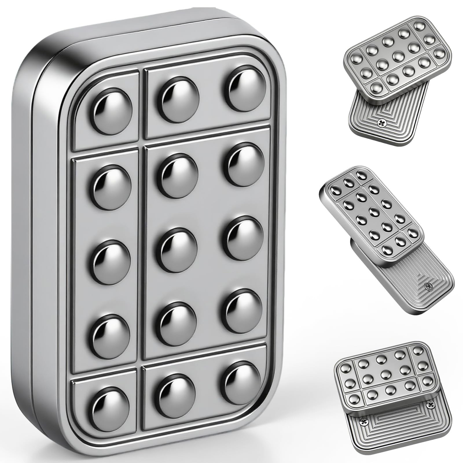 Magnetic Fidget Slider, Metal EDC Alloy Press Pad Push Card, Silvery