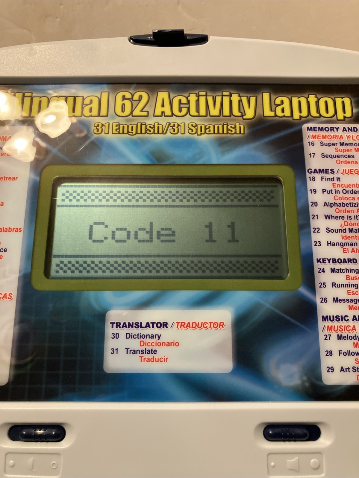Vintage BILINGUAL 62 ACTIVITY LAPTOP (31 English/31 Spanish) LEARNING TOY Tested