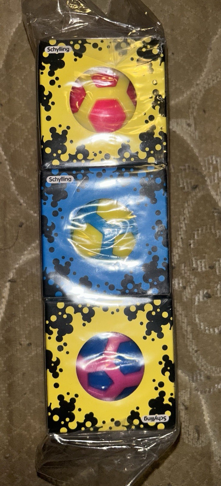 RARE AUTHENTIC Schylling NeeDoh Atomic Squeeze Ball Set of 3 Blue Pink Yellow