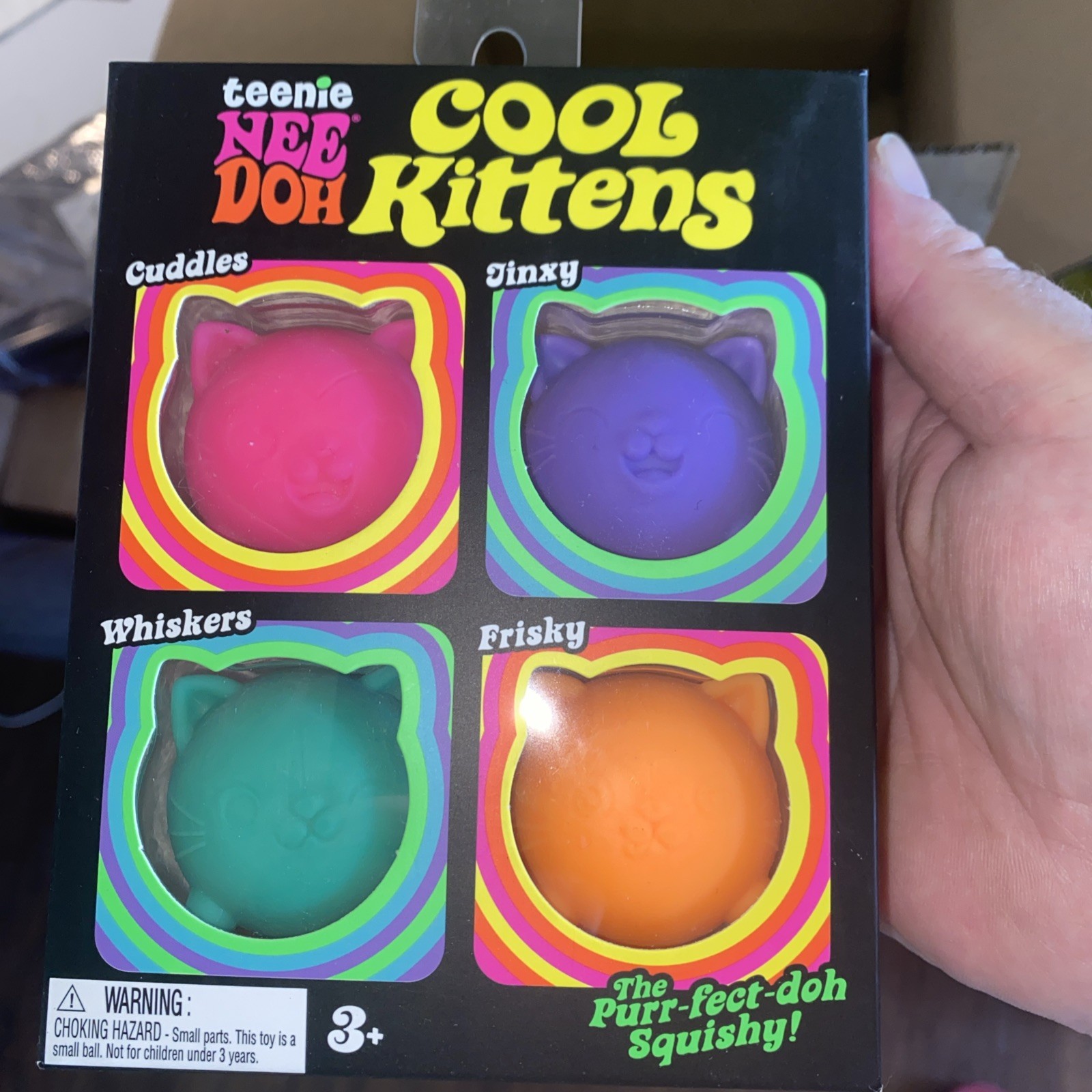 Schylling Teenie NeeDoh Cool Kittens 1 4-Pack Pink Purple Green Orange