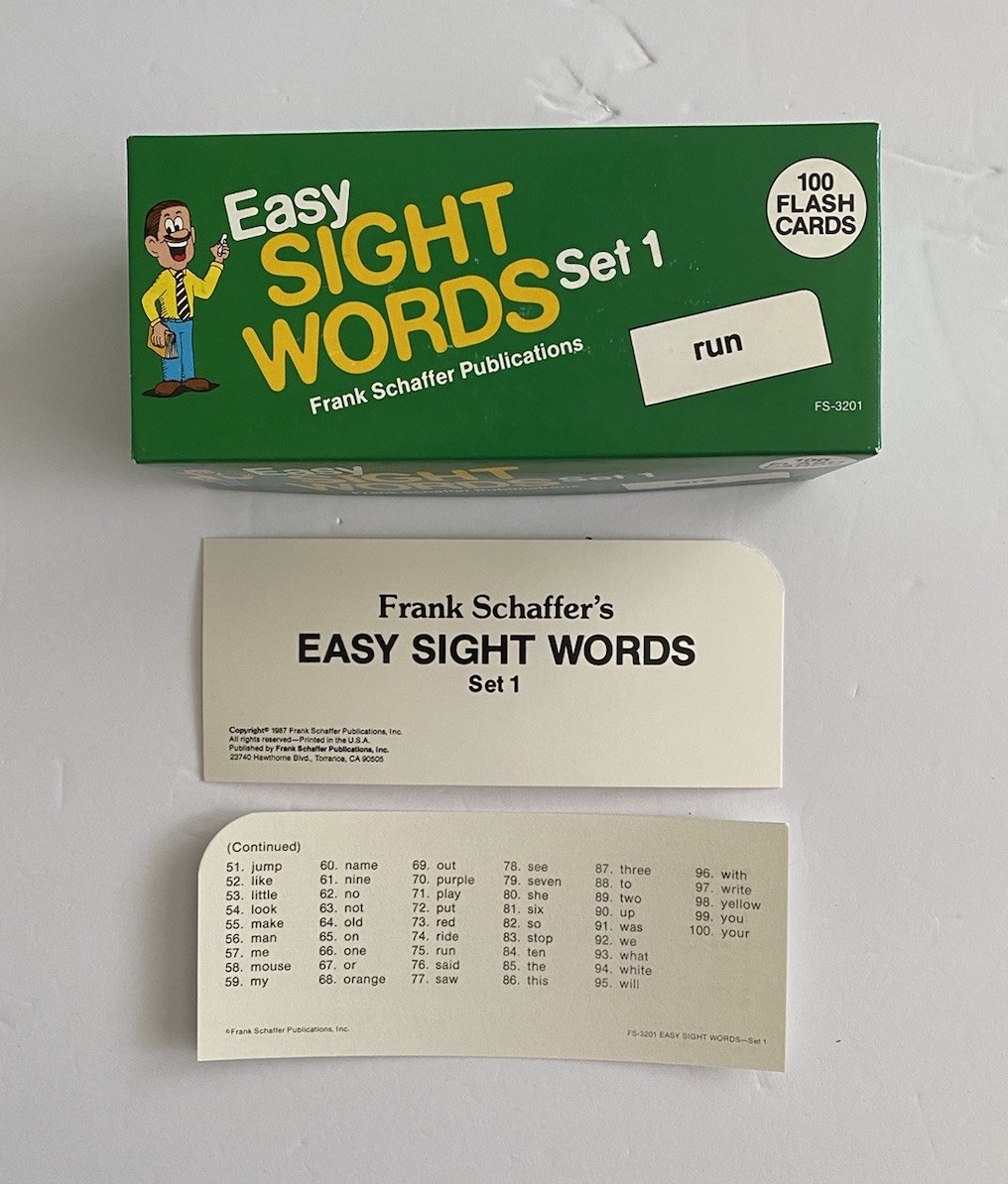 Vintage 1987 Frank Schaffer’s Easy Sight Words Box Set 1 #100 Flash Cards
