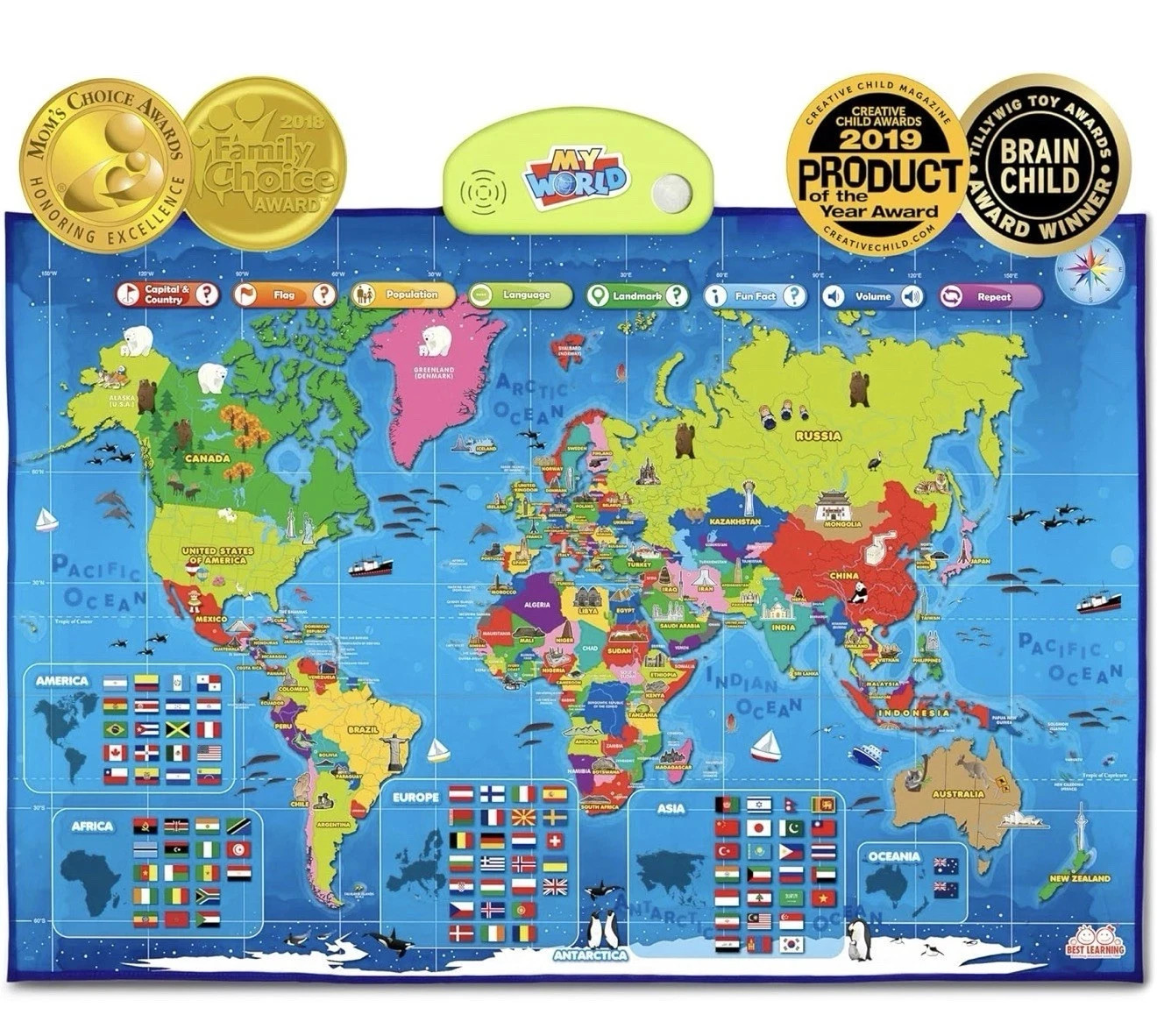 BEST LEARNING i-Poster My World – Interactive Talking World Map Kids Ages 5-12