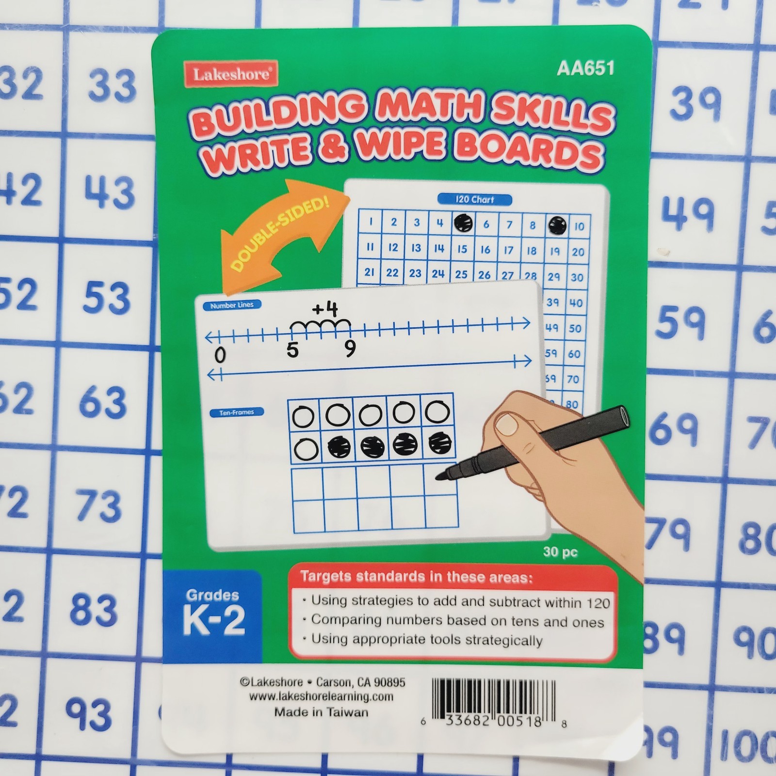 NEW Classroom K-2 Grade Building Math Skills Write & Wipe Boards 4ct Homeschool