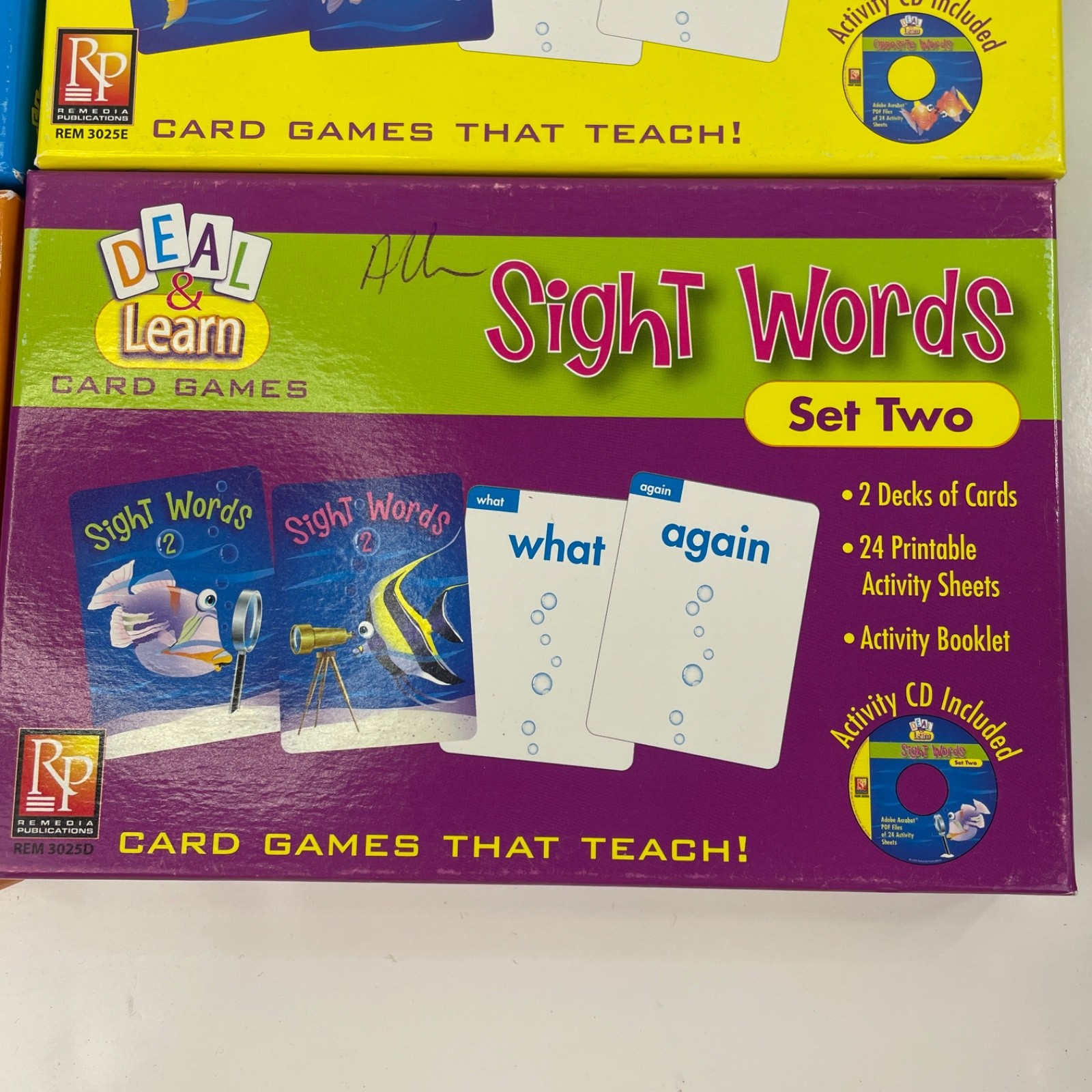 4 Deal & Learn Card Games Rhyming, Opposite & Sight Words + Activity CDs Remedia