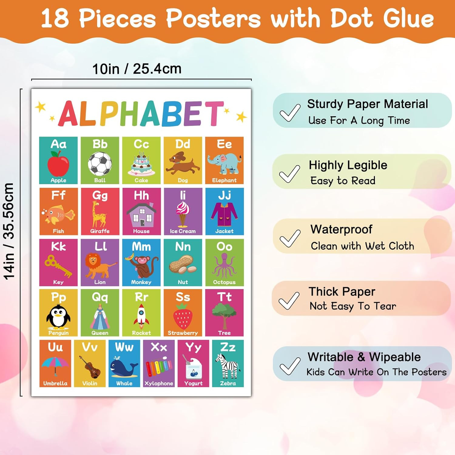 18 Educational Posters for Toddlers and Preschoolers ABC Alphabet Wall Decor for