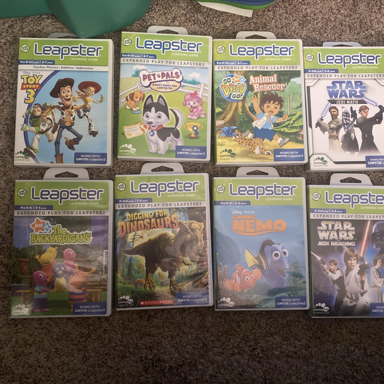 Leap Frog Leapster 2 Handheld Game, With 9 Games, Pre-Owned No Power Cord Works