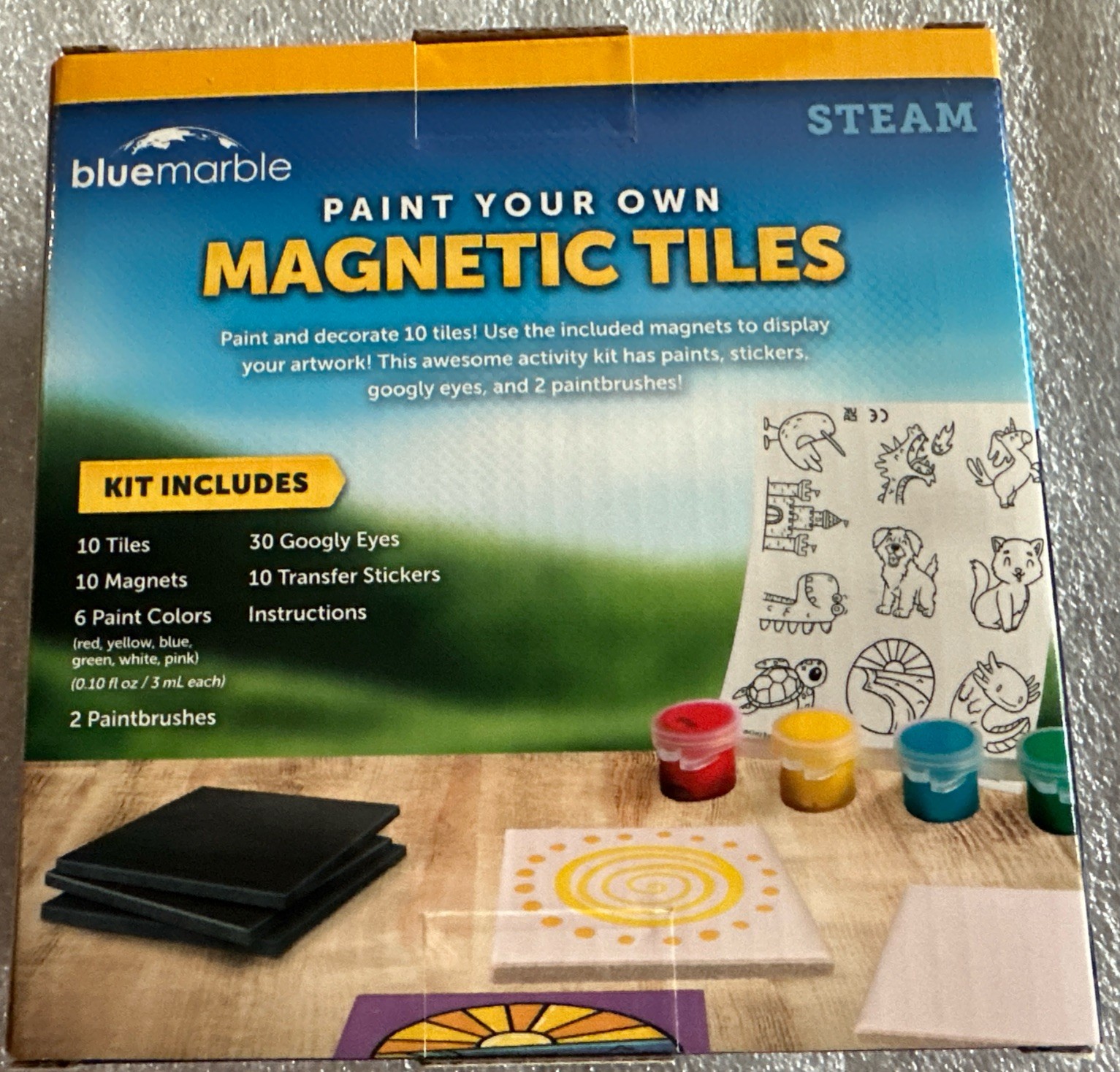 Blue Marble Magnetic Tile Art Craft Kit – Paint Your Own New