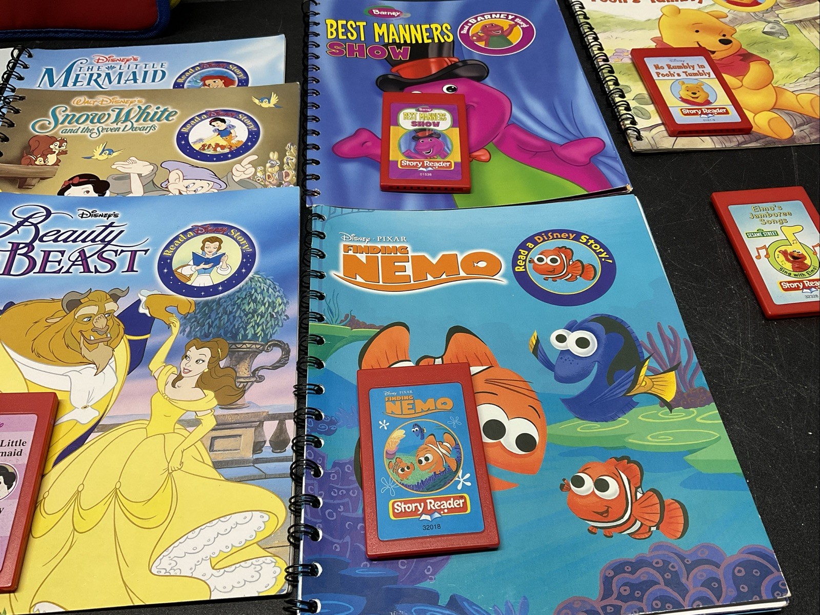 Disney Story Reader Books and Cartridge , Sesame Street, & BARNEY BUNDLE W/CASE