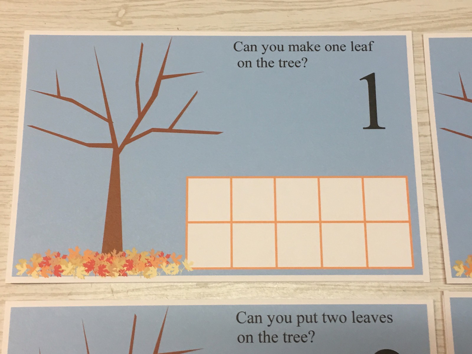 Fall Leaves Count – Dry Erase – Laminated 1-10 Activity Set – Teaching Supplies