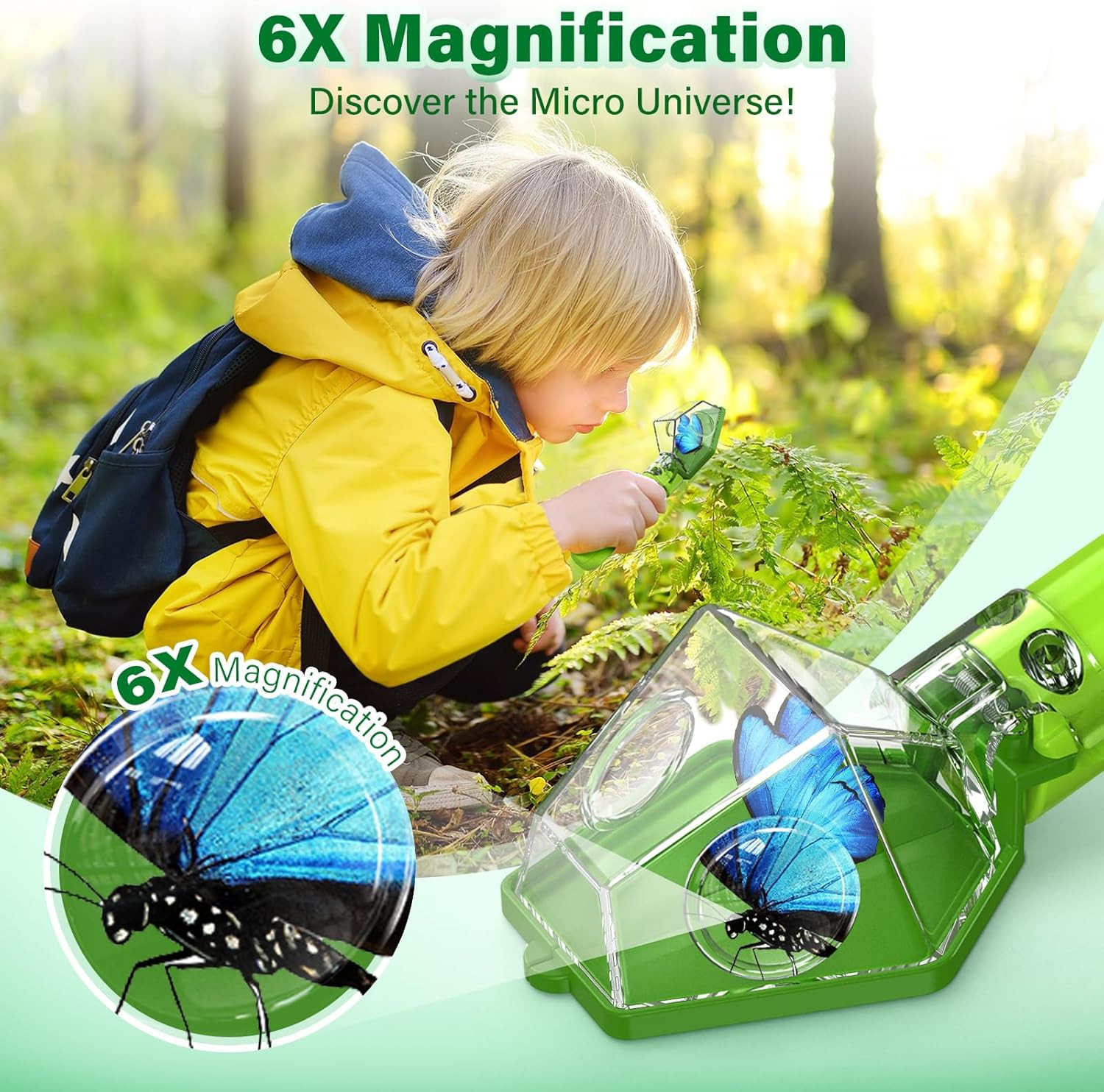 Bug Catcher for Kids, Insect Trap Kit with 6X Magnifier Glass – STEM Educational