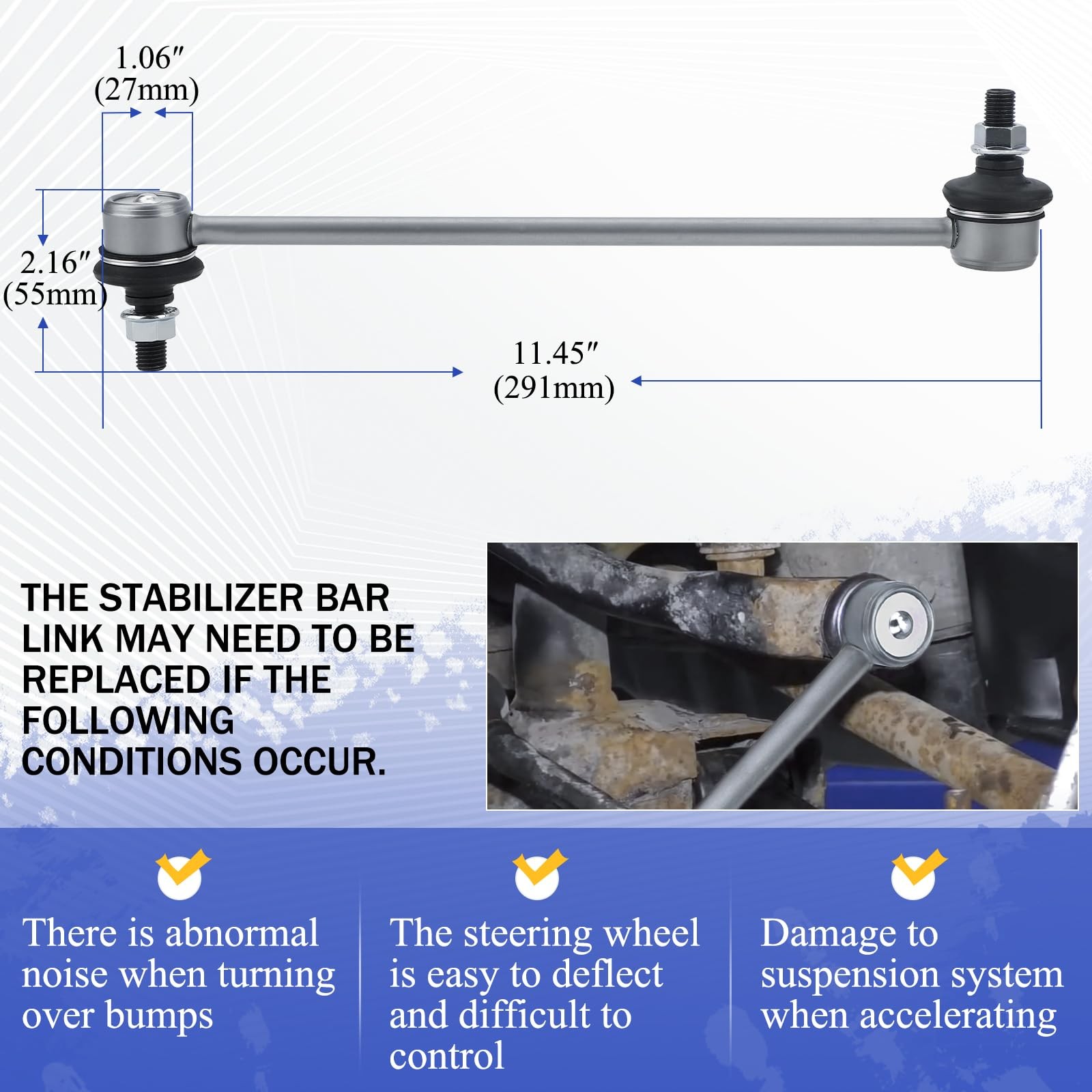 K80258 Zinc-Nickel Alloy Front Stabilizer Sway Bar End Link for Jeep Compass …