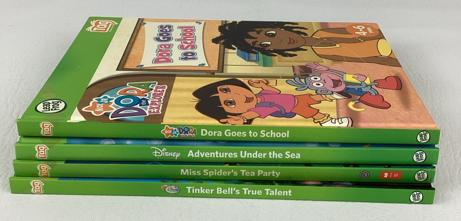 Leap Frog Tag Reader Pen Scholastic Books Carry Case Miss Spider Ariel Dora Tink