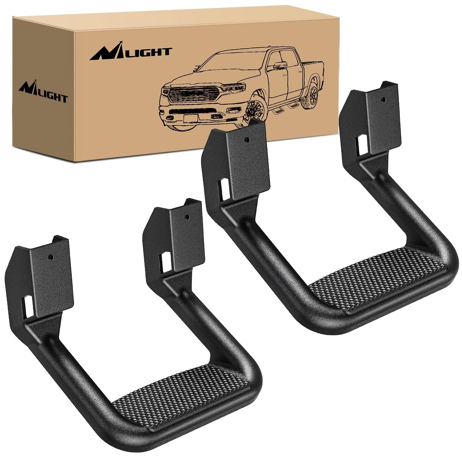 2Pcs Universal Black Aluminum Side Step Bars Replacement for Trucks from Chevy