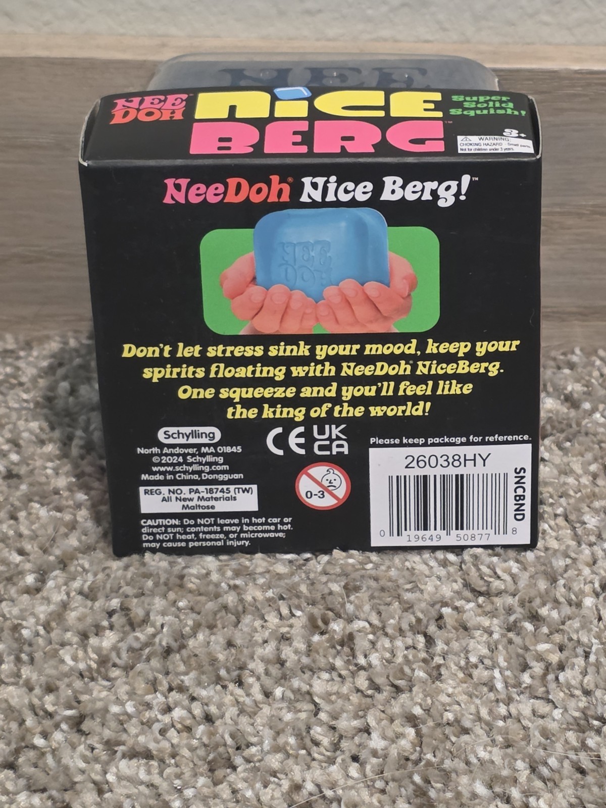 NeeDoh Nice Berg Blue XL Giant Nee Doh Niceberg Solid Squish Cube Ice Block