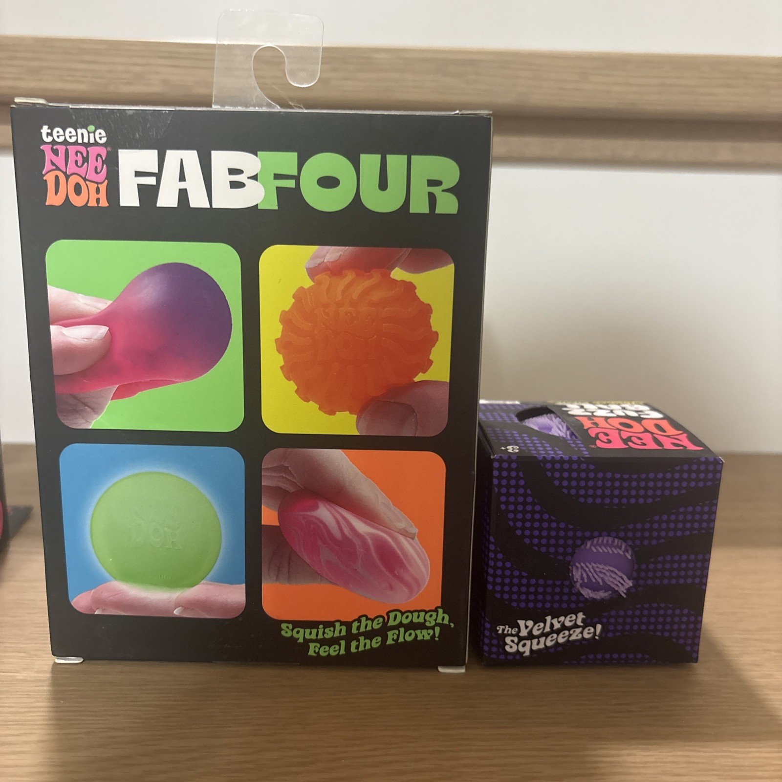SCHYLLING authentic Needoh fab Squish4 & Needoh velvet Squish fuzz Ball. Purple.