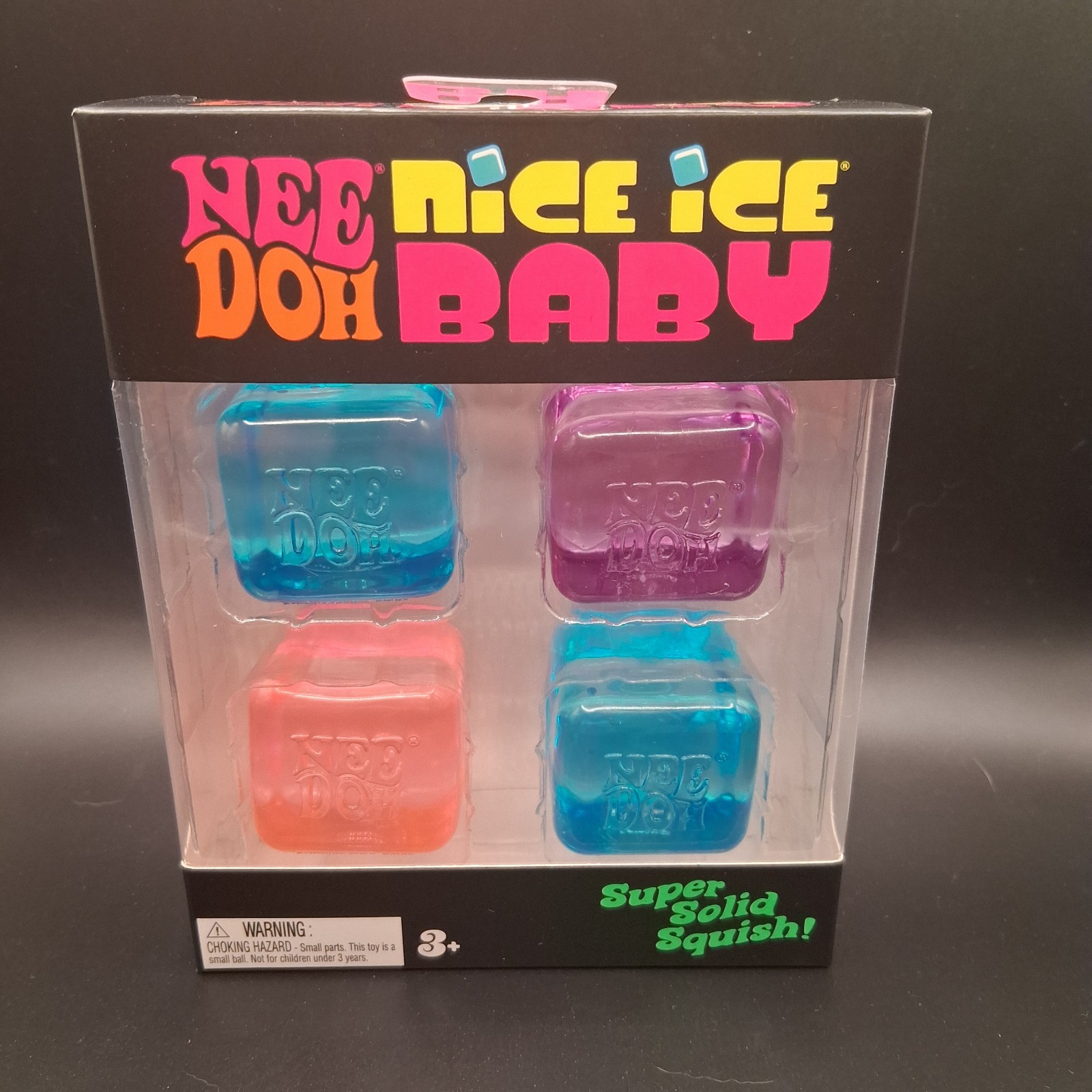 NeeDoh Nice Ice Baby 4 pack Set Four Nee Doh Mini Nice Cube Pink Blue Purple NEW