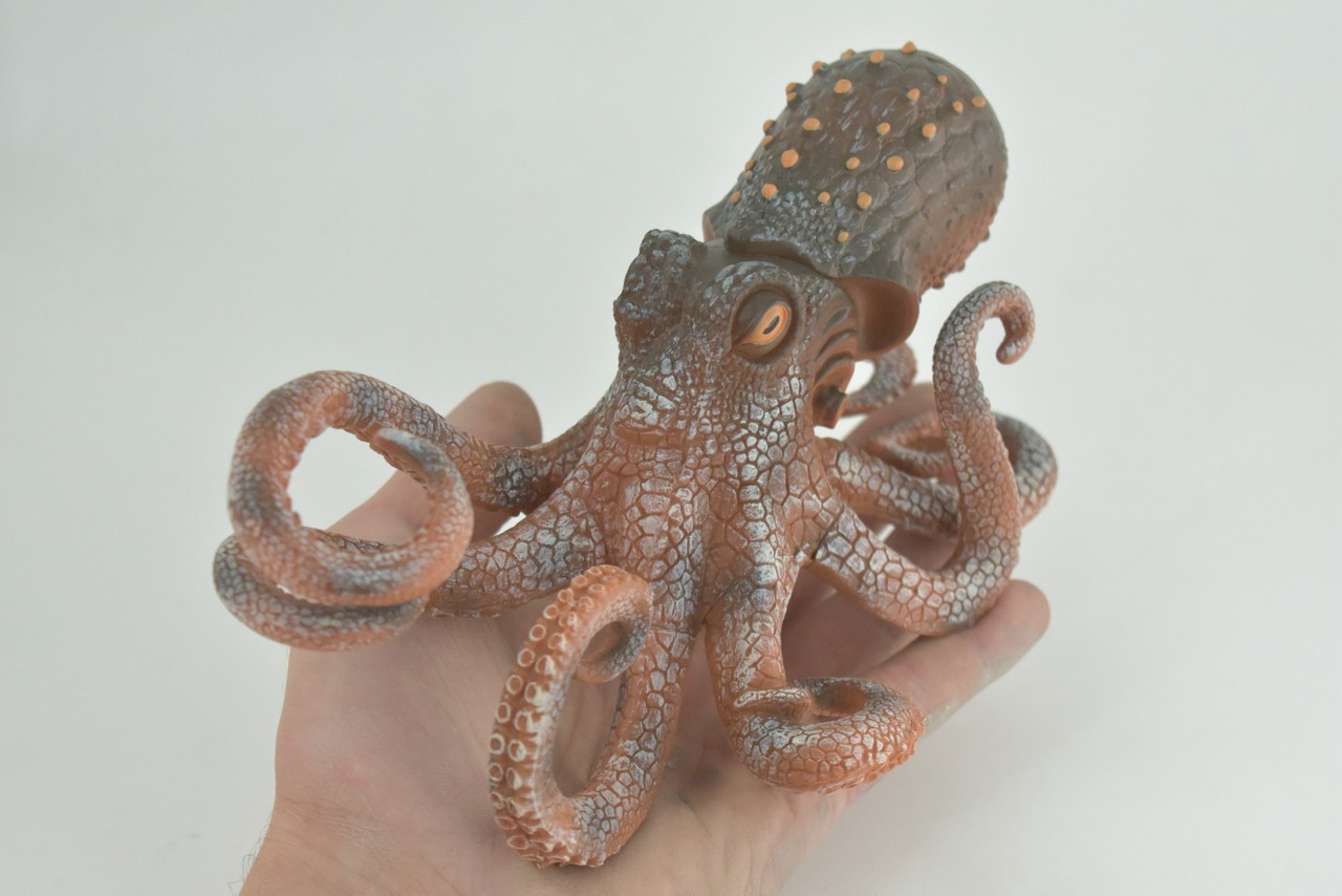 Octopus Toy, Hand Painted, Rubber Realistic Toy, Model, 8 Inches CH1000BB219