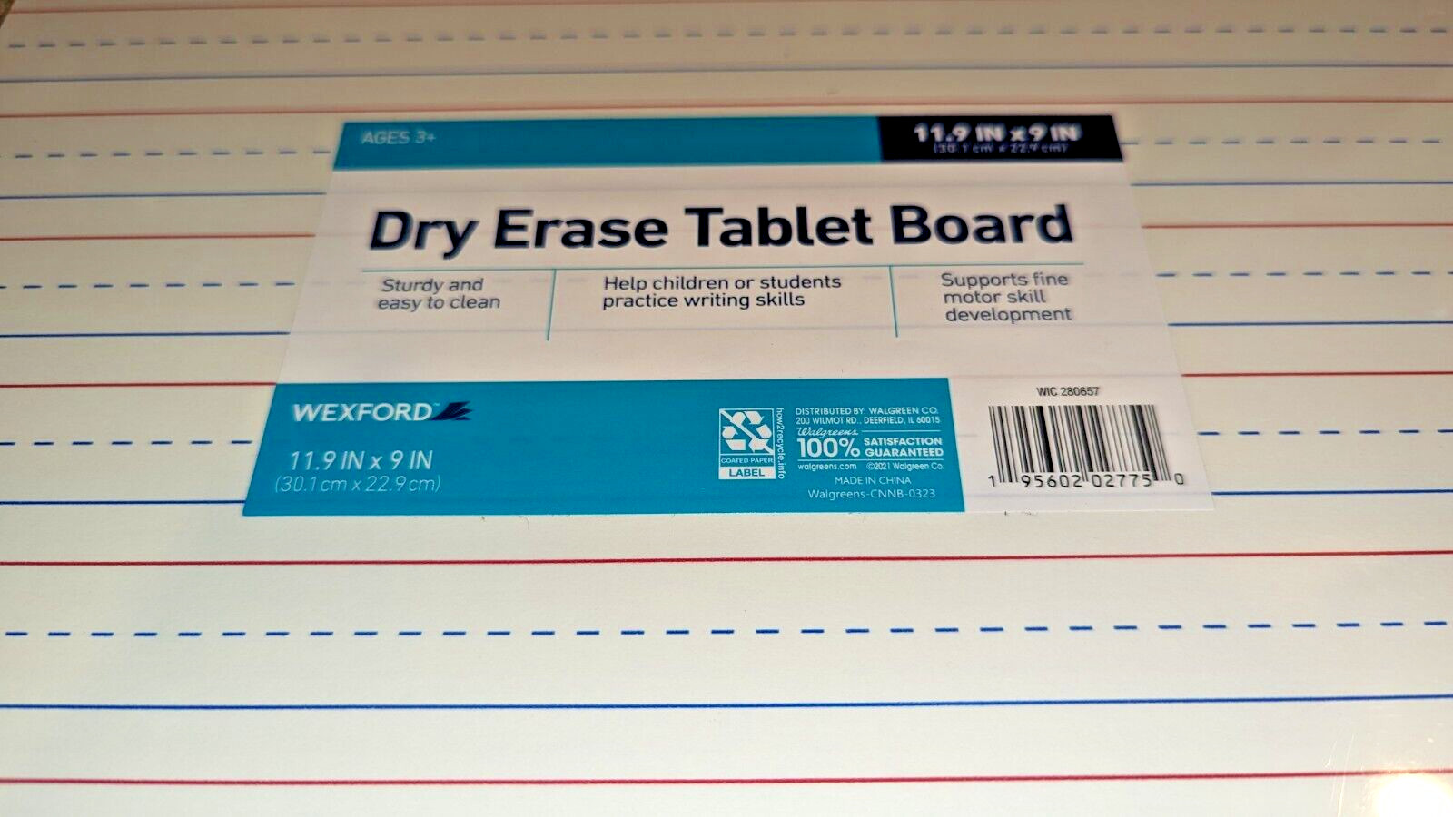 WEXFORD Lined Blank Dry Erase Tablet Board for Students Home School Writing Math
