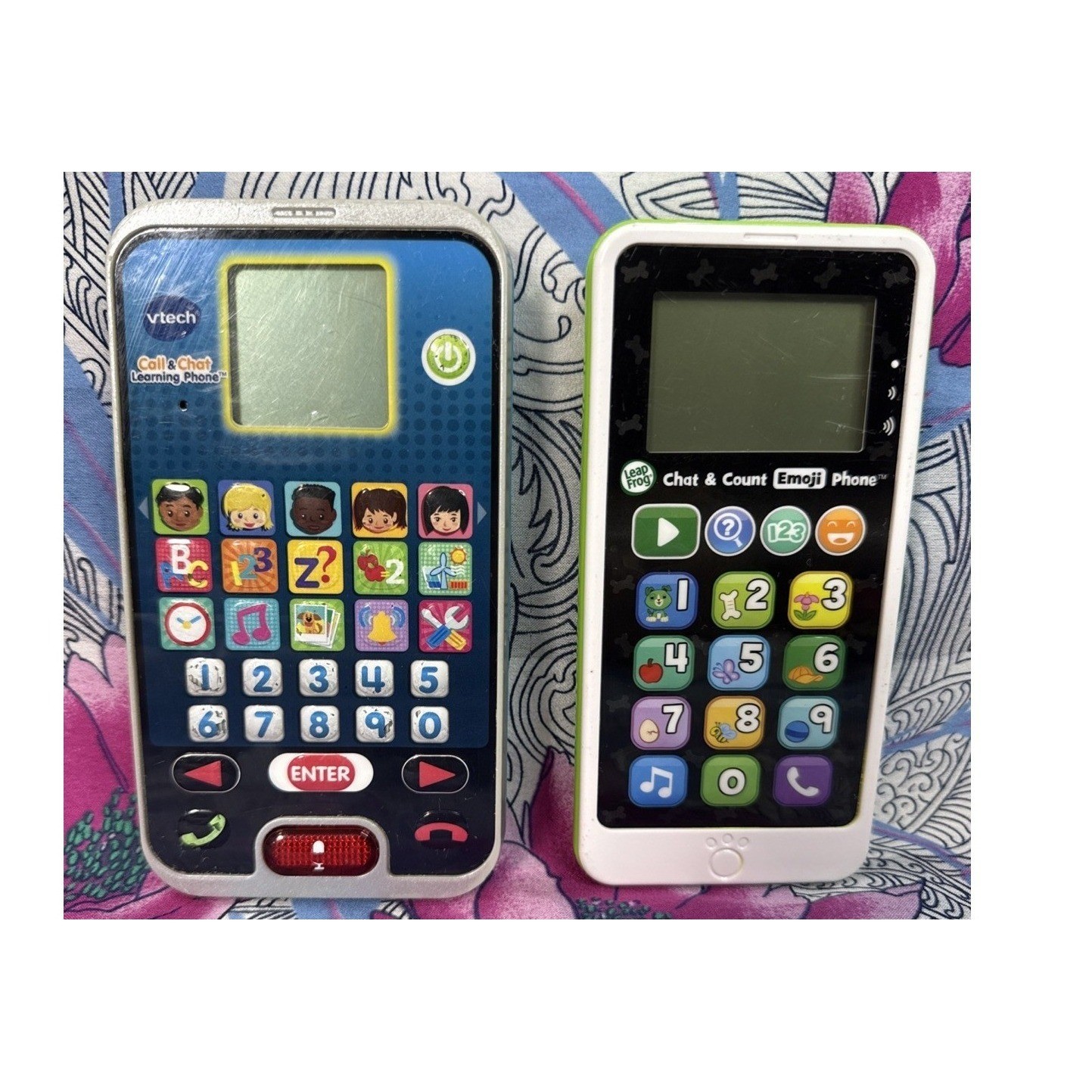 VTech Call & Chat Learning Phone & LeapFrog Chat Count Emoji Phone Toy Lot