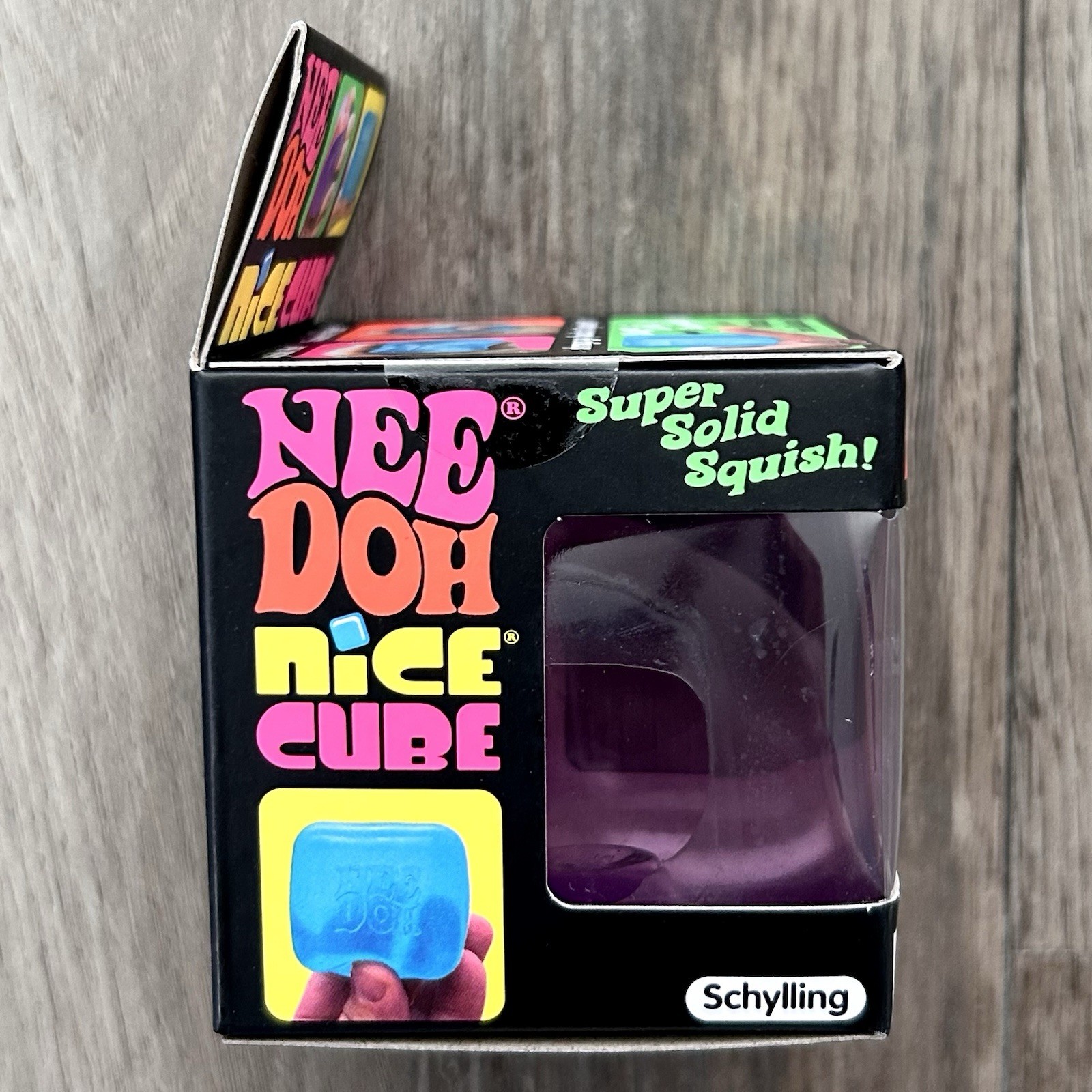 Brand New Needoh Nice Cube Purple Schylling Squeeze Toy Super Solid Squish 2.25″