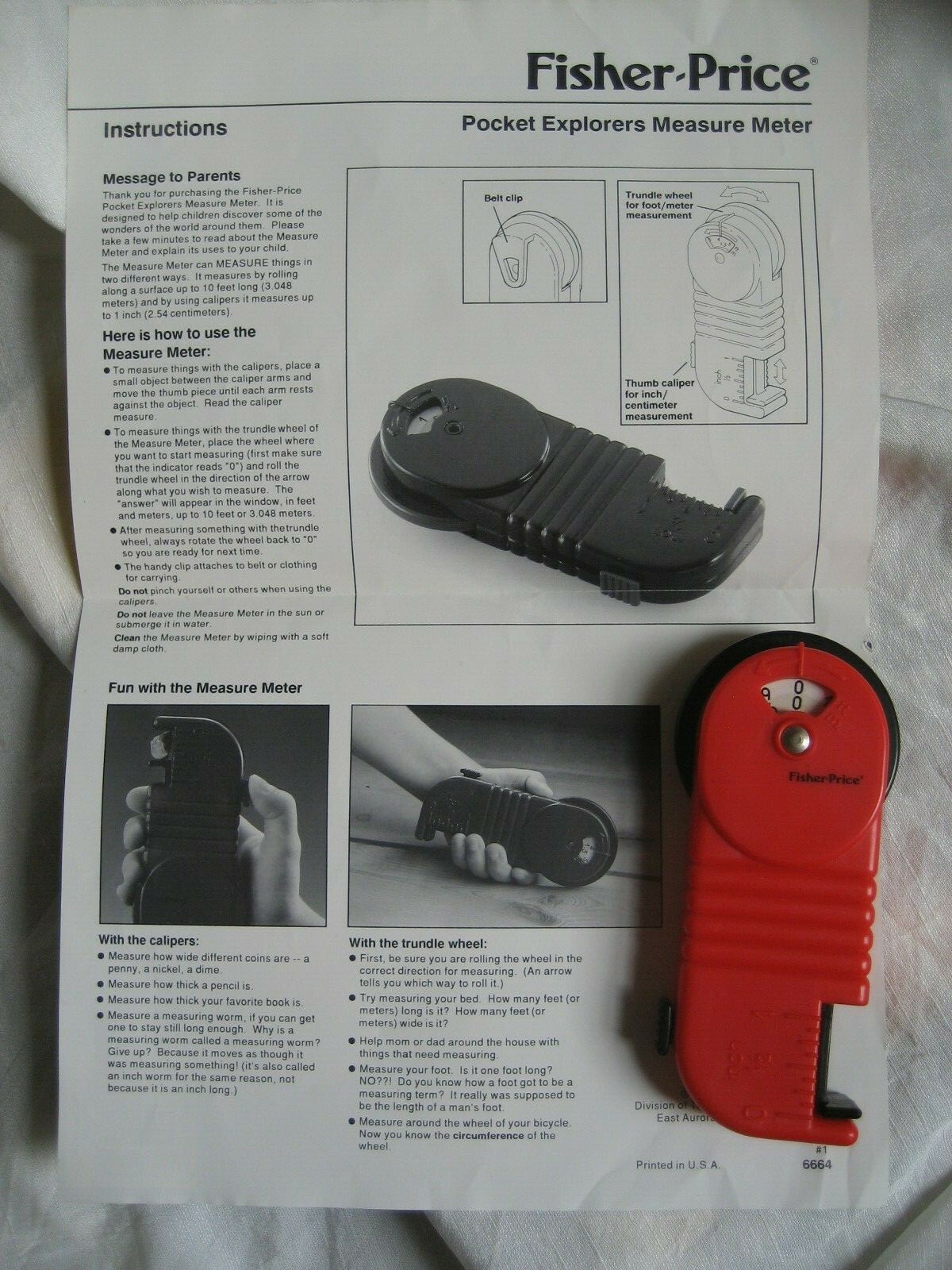 Measure Meter FISHER PRICE Pocket Explorers FEET & METER Inch Caliper