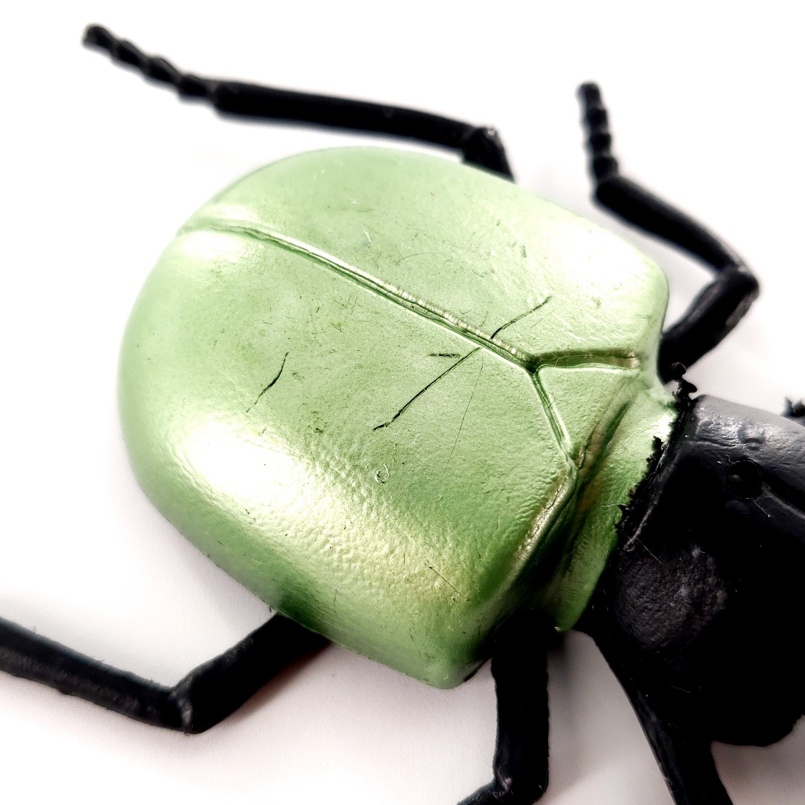 Vintage 1979 Green Rubber Plastic Beetle Insect Bug Toy Figure