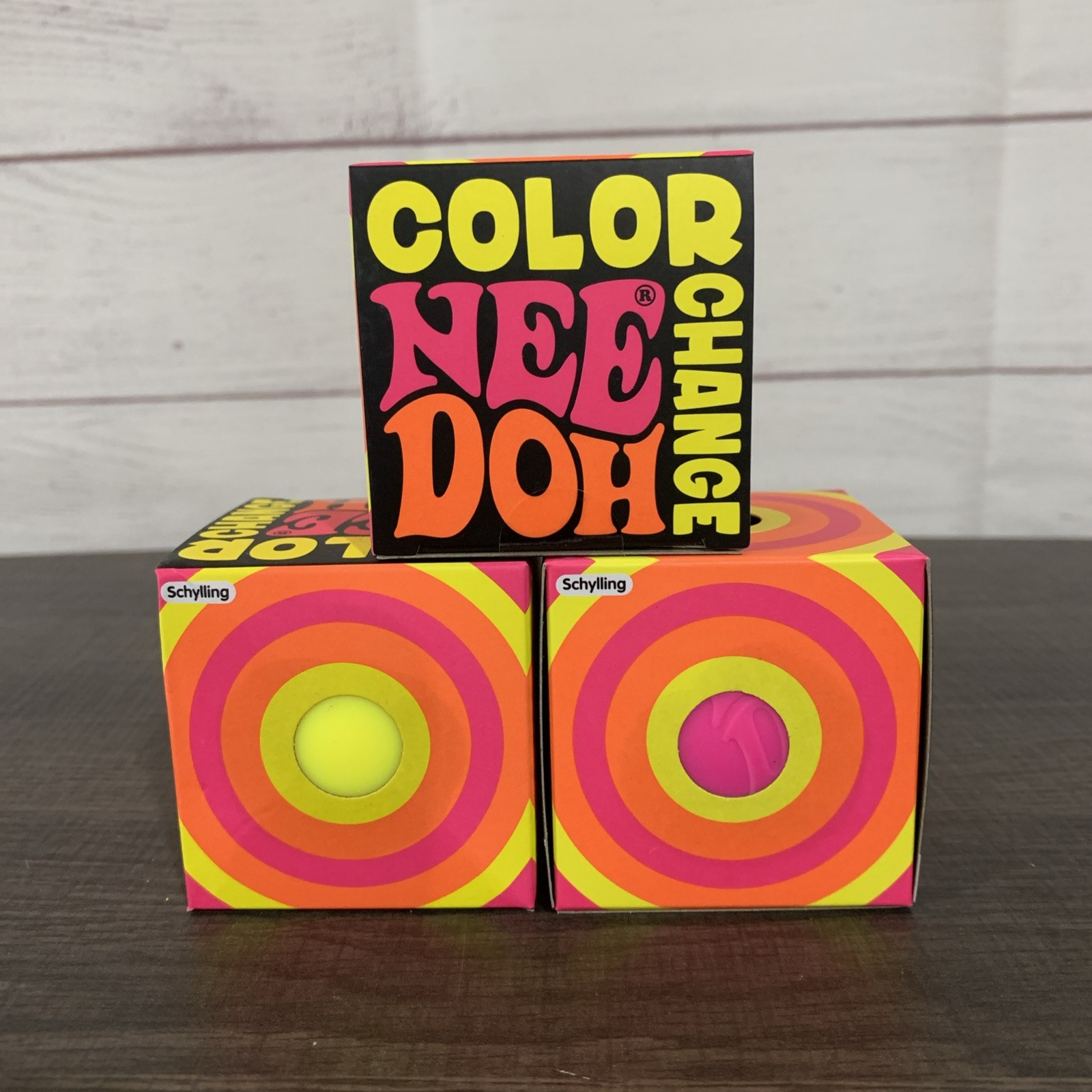 Schylling Nee Doh Color Change Squeeze Balls Blue, Pink, and Yellow