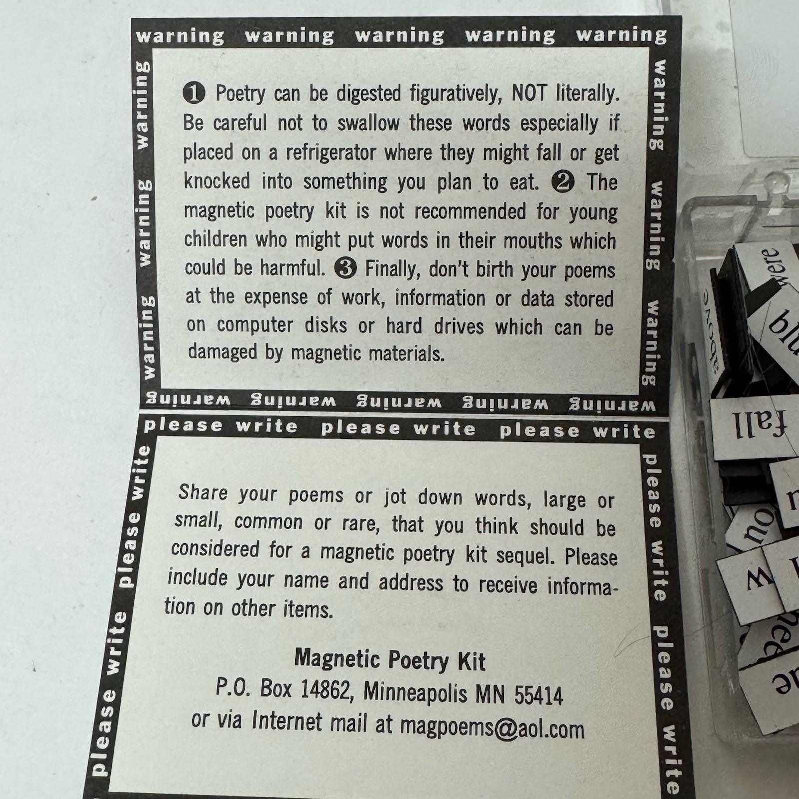 VTG 1993 Magnetic Poetry Word Phrase Magnet Kit Create Learning Fun Dave Kapell