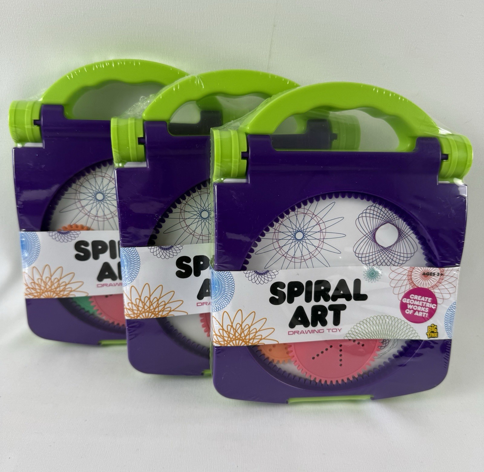 NEW Spiral Art Drawing Toy, Big Time Toys, Travel Size, Lot Of 3, 4 Wheels Each