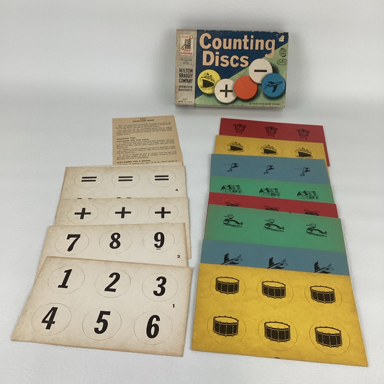 Counting Discs Youth Learning Arithmetic Math Vintage 1955 Milton Bradley Toy