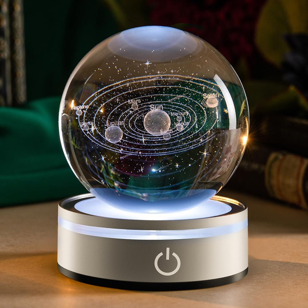 3D Solar System Crystal Ball Model Gift Space Astronomy Gift Planets Multicolor
