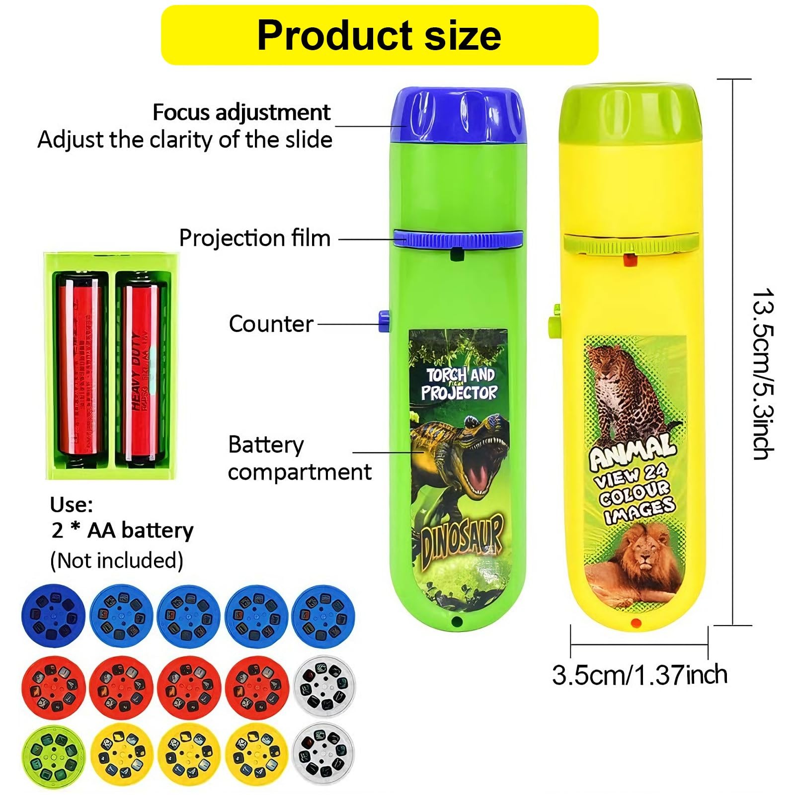 HahaGo Torch Projector Projection Lighting Story Torches Light Toy Slide Lamp E