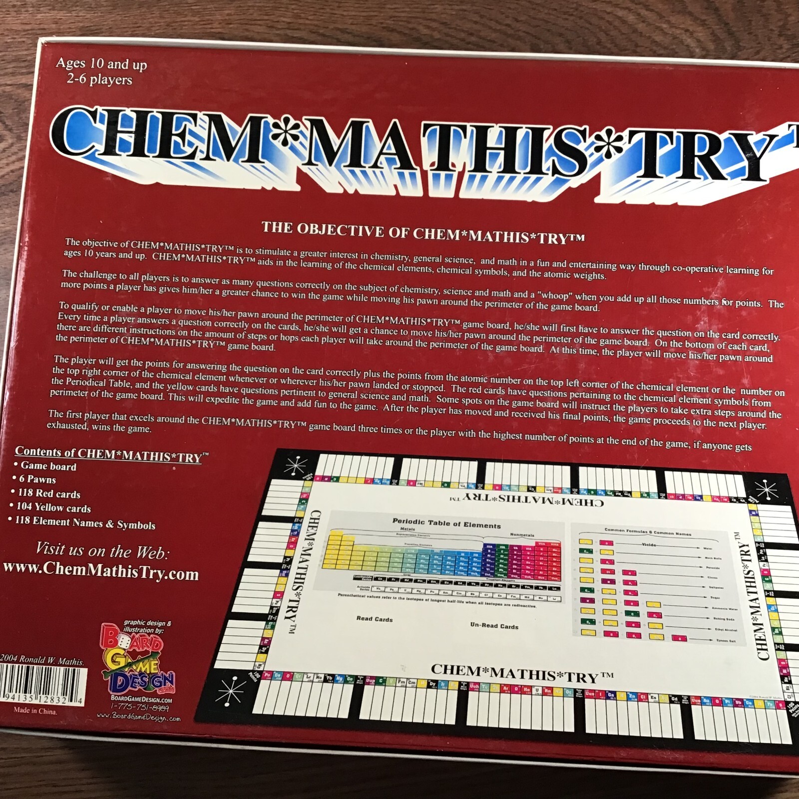 CHEM MATHIS TRY BOARD GAME Metals NonMetals 2-6 Player 10 & Up Science Education