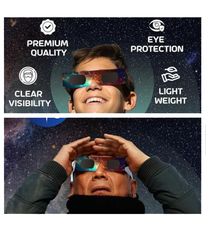 Solar Eclipse Viewing Glasses -CE & ISO Certified -6 Pairs for friends & family